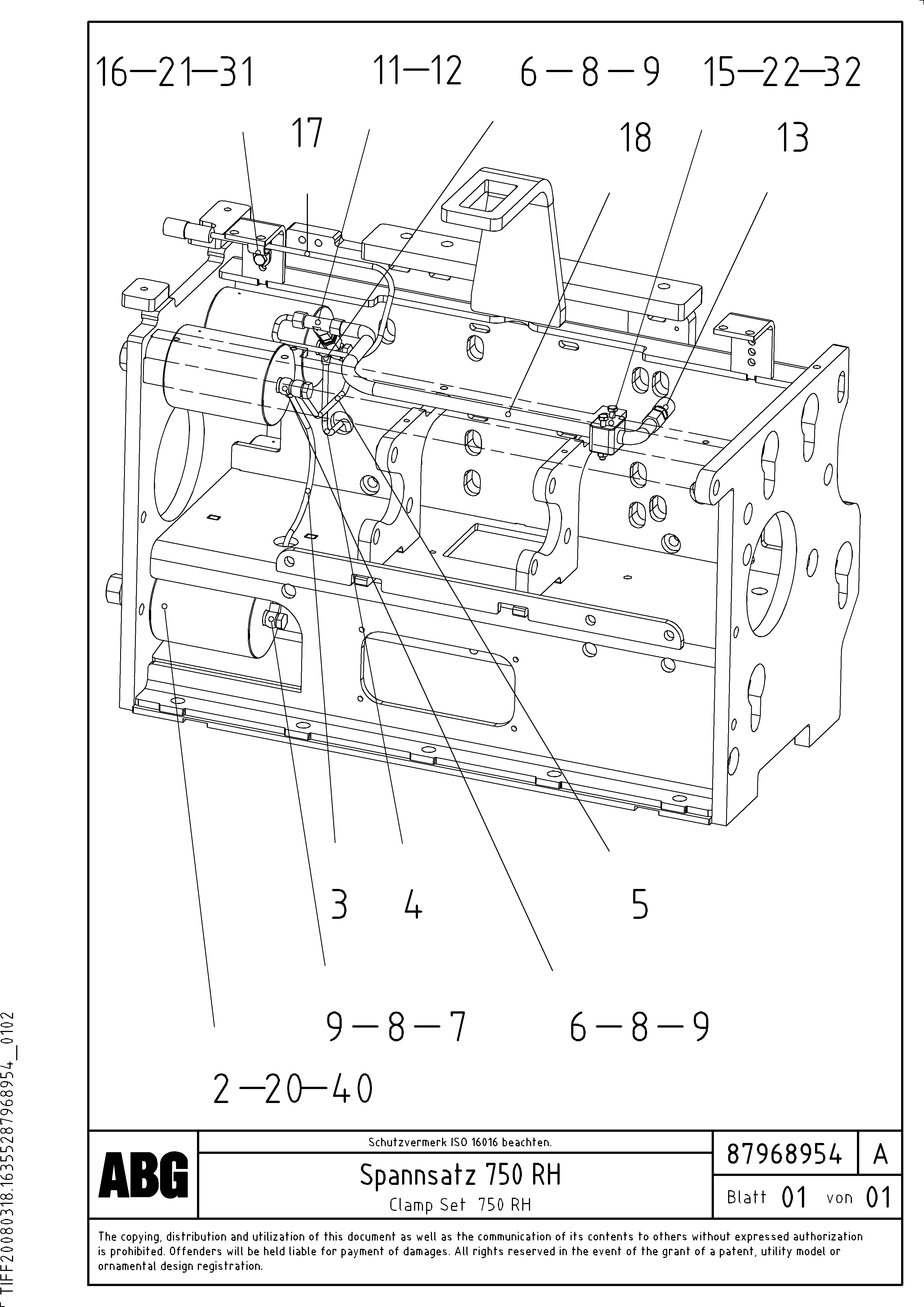 Схема запчастей Volvo VB 78 GTC - 80466 Clamp set for extension VB 78 GTC ATT. SCREEDS 2,5 - 9,0M ABG8820, ABG8820B