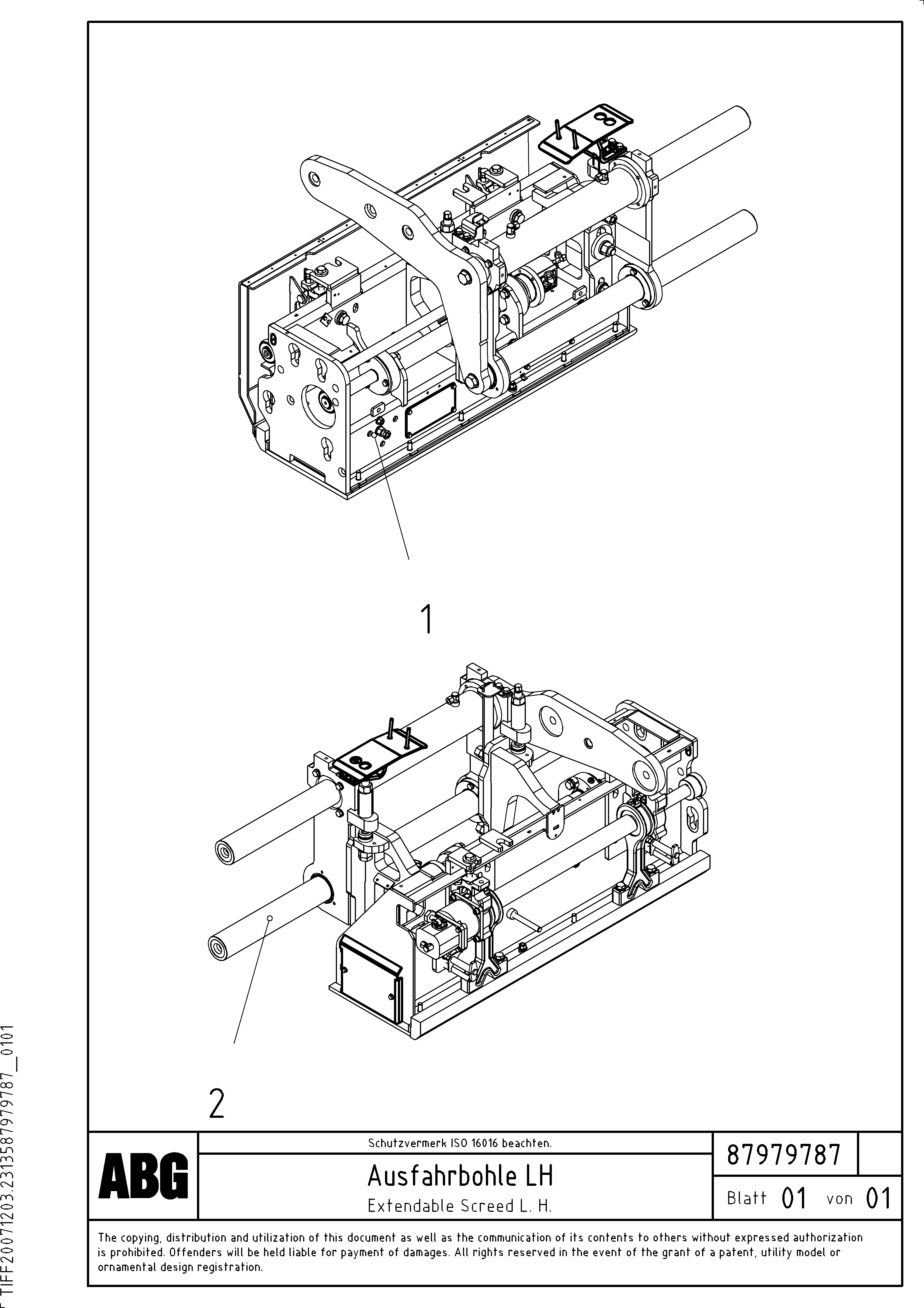 Схема запчастей Volvo VB 78 GTC - 78812 Extendable screed VB 78 GTC ATT. SCREEDS 2,5 - 9,0M ABG5770, ABG5870, ABG6870
