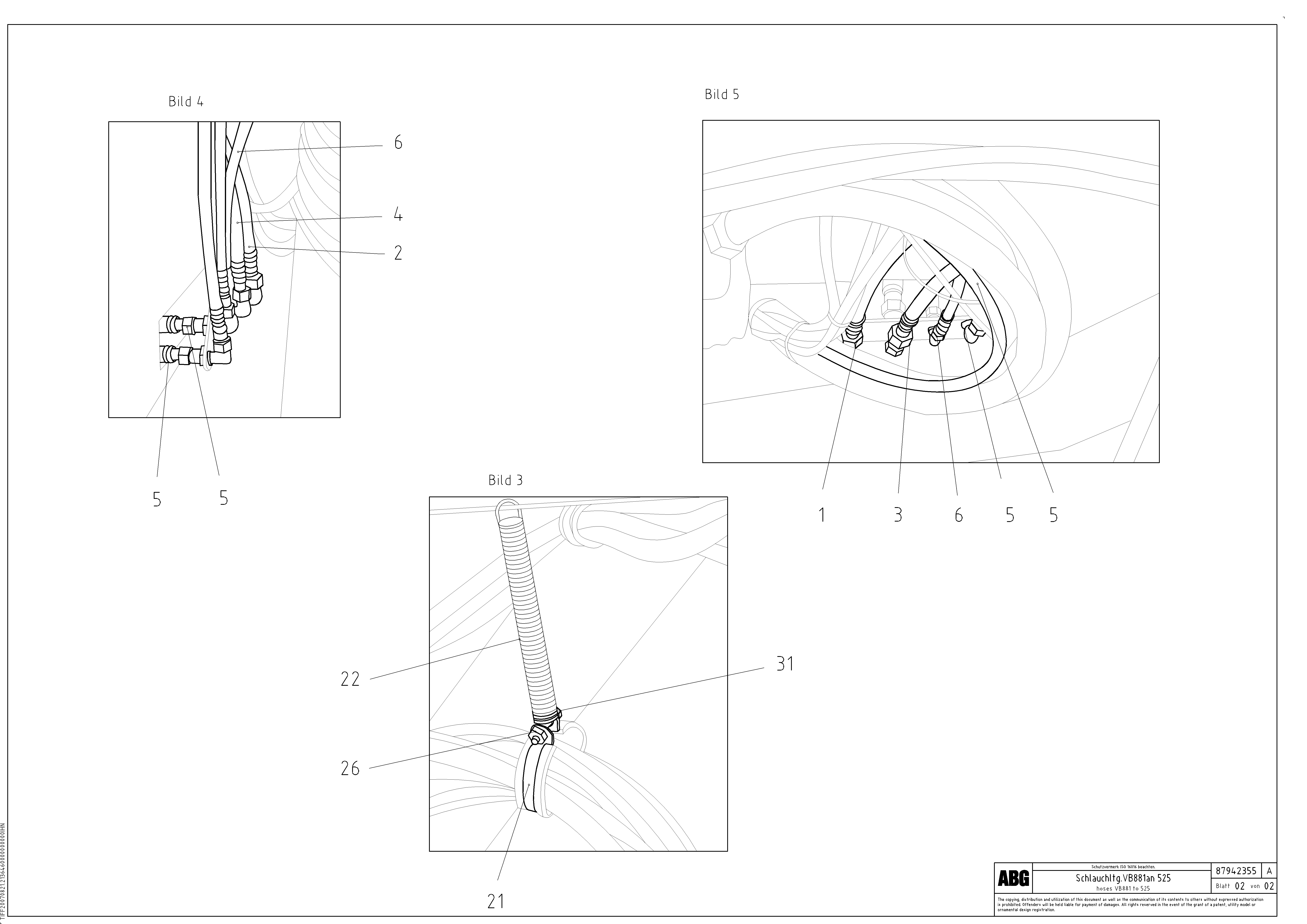 Схема запчастей Volvo VB 88 ETC - 80442 Hose lines from paver to connection block VB 88 ETC ATT. SCREED 3,0 - 9,0 M ABG9820