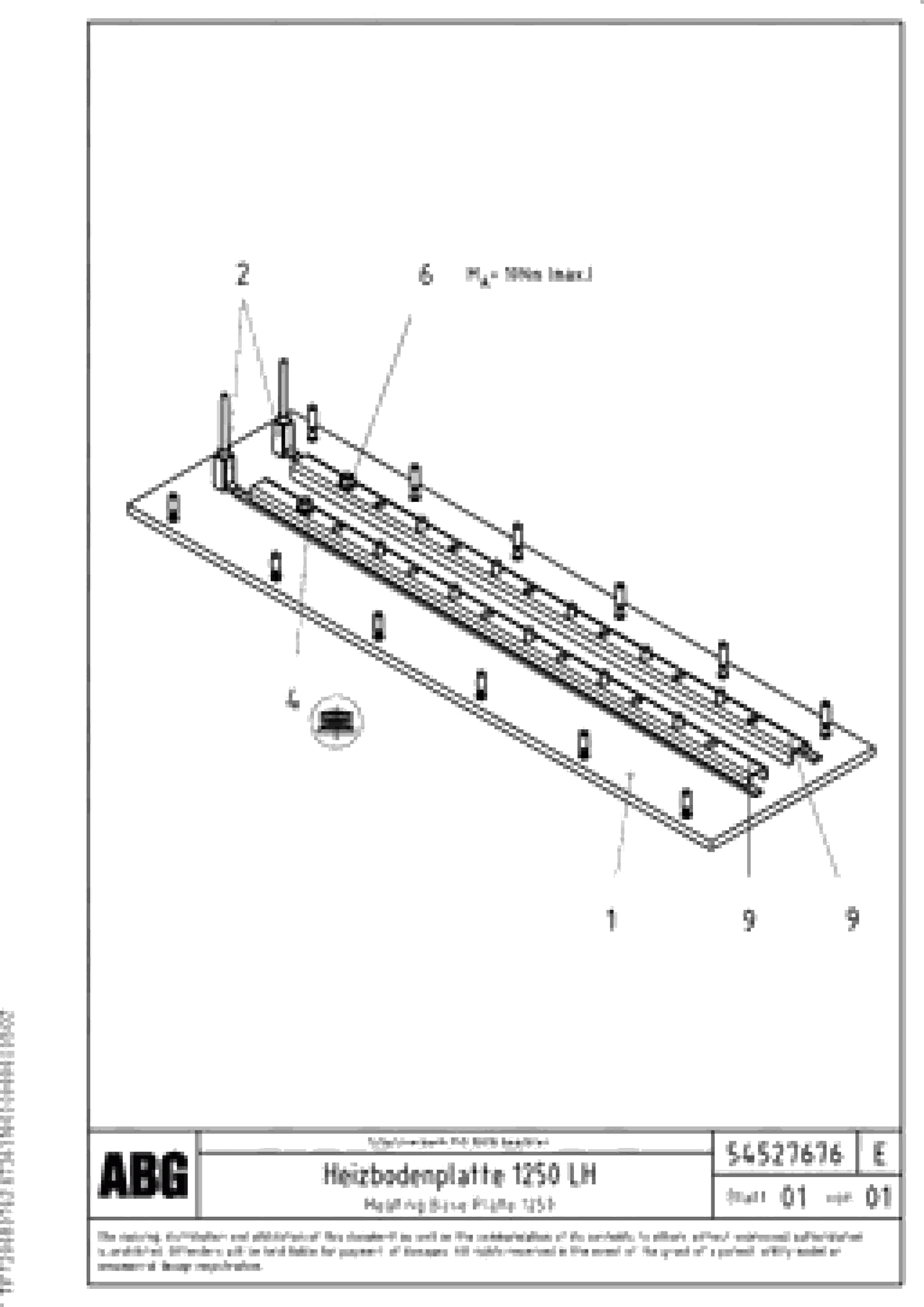 Схема запчастей Volvo VB 88 ETC - 76923 Heated base plate for extension VB 88 ETC ATT. SCREED 3,0 - 9,0 M ABG9820