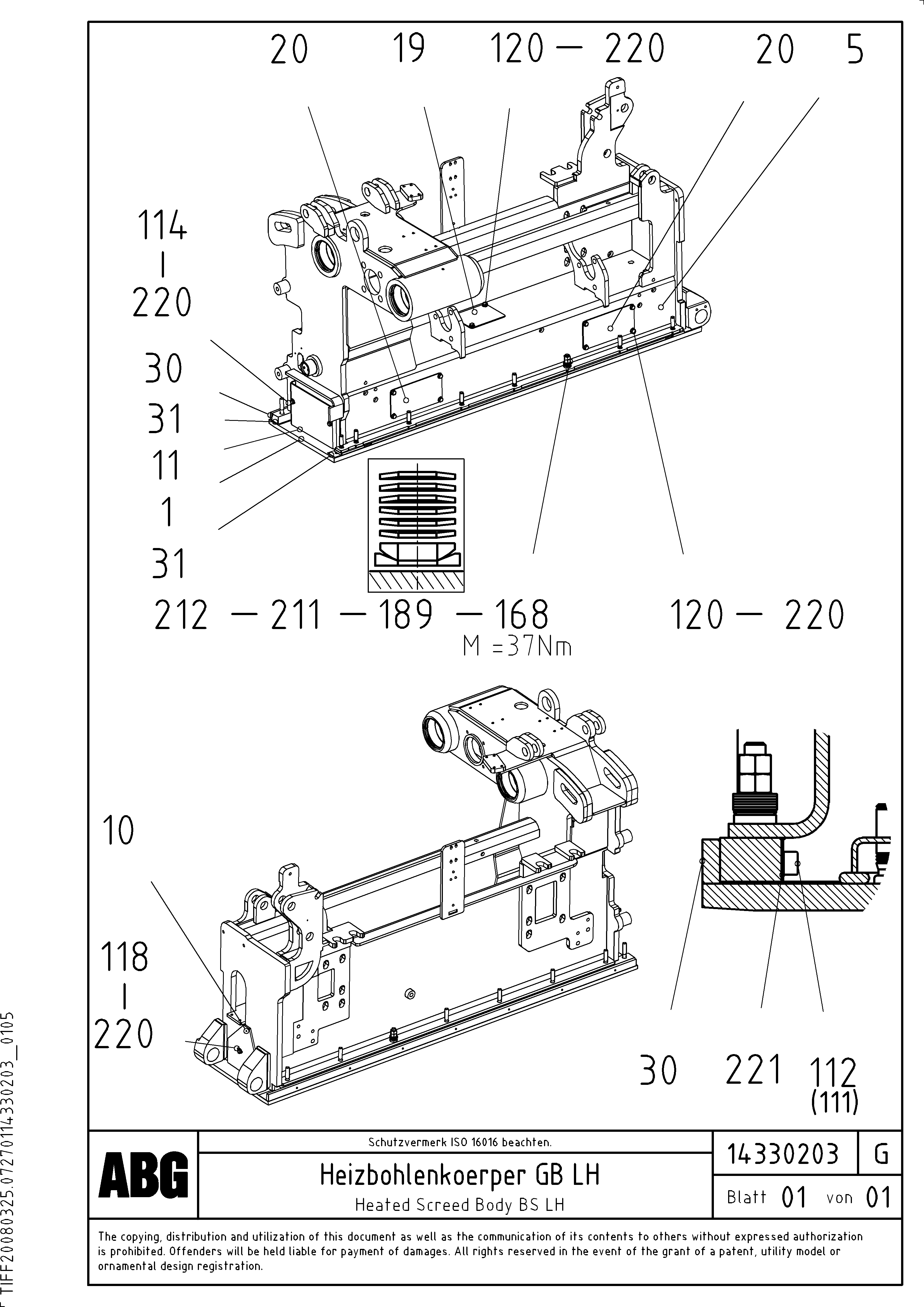 Схема запчастей Volvo VB 88 ETC - 76930 Heated body for basic screed VB 88 ETC ATT. SCREED 3,0 - 10,0M ABG8820, ABG8820B