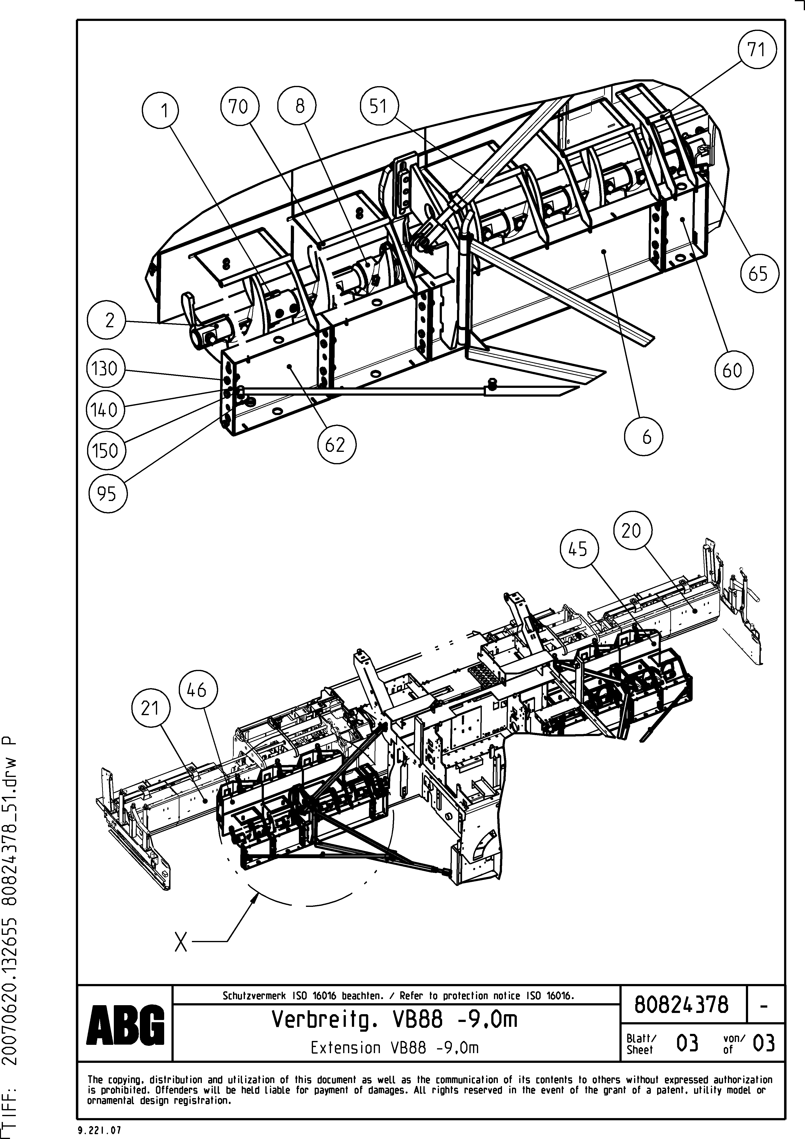 Схема запчастей Volvo VB 88 ETC - 75540 Expansion, added parts per screed version VB 88 ETC ATT. SCREED 3,0 - 9,0 M ABG6870