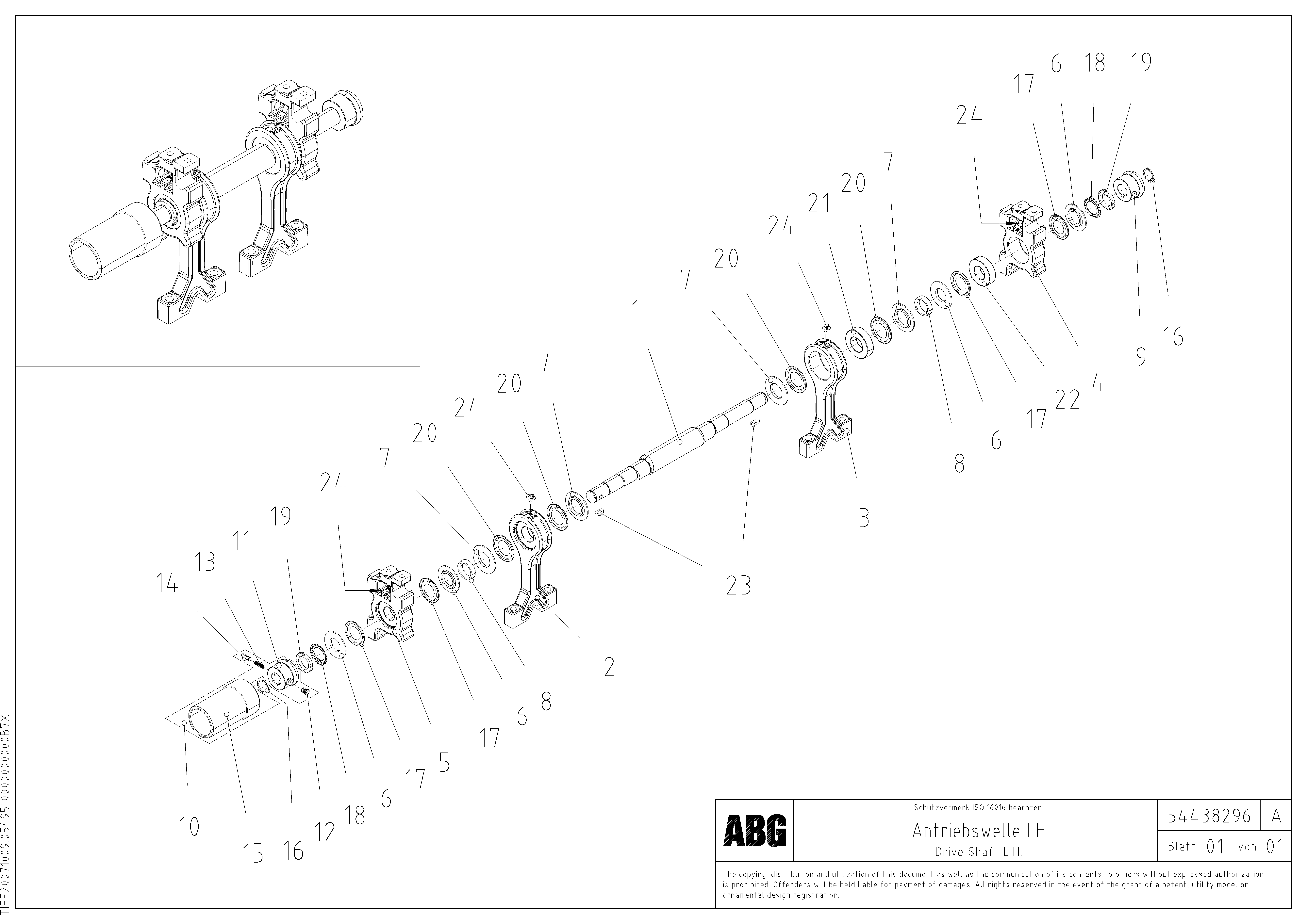 Схема запчастей Volvo VB 88 GTC - 71363 Tamper drive shaft for extension VB 88 GTC ATT. SCREEDS 3,0 - 9,0M ABG9820