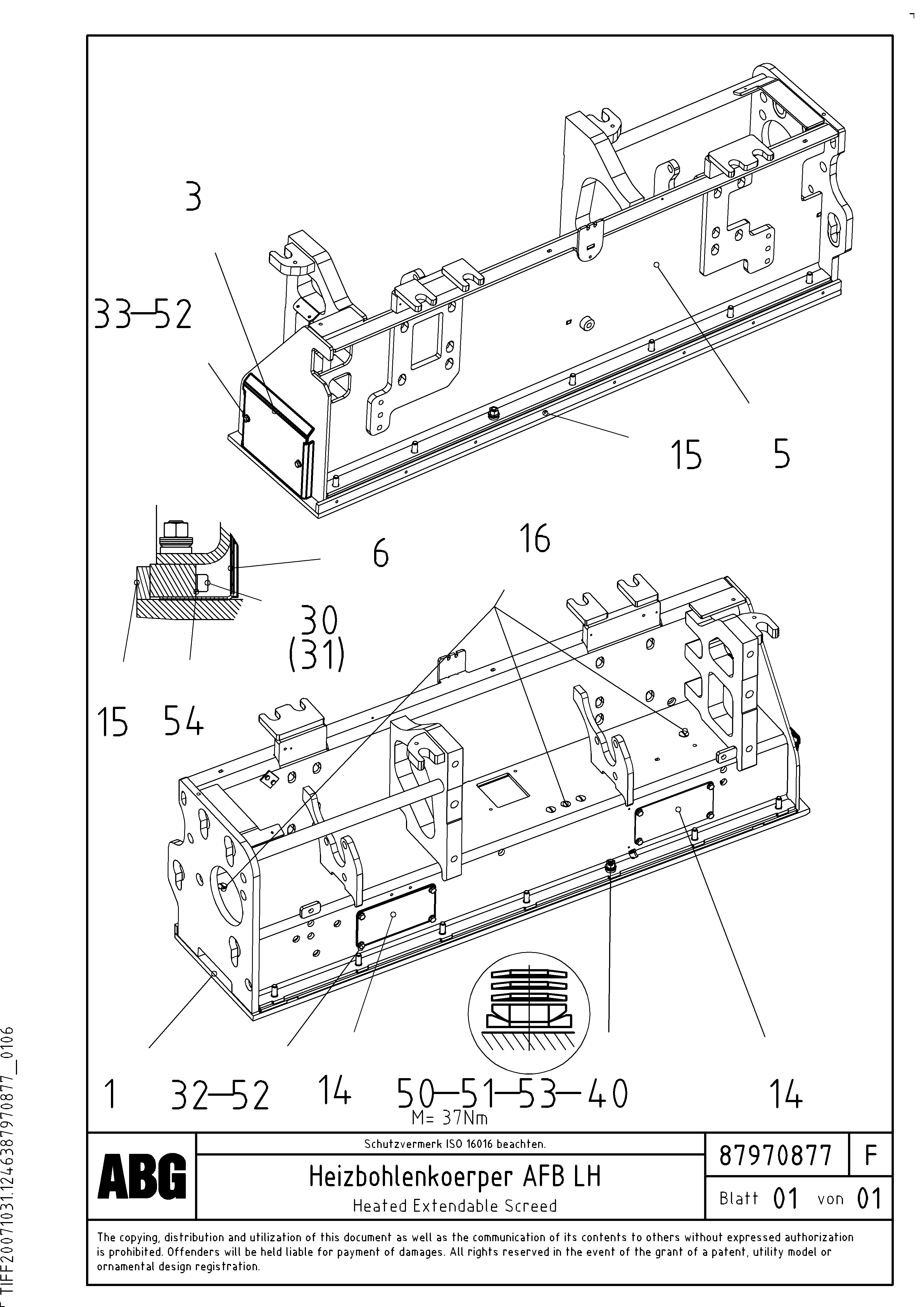 Схема запчастей Volvo VB 88 GTC - 72449 Heated body for extendable screed VB 88 GTC ATT. SCREEDS 3,0 -10,0M ABG6820, ABG7820/ABG7820B