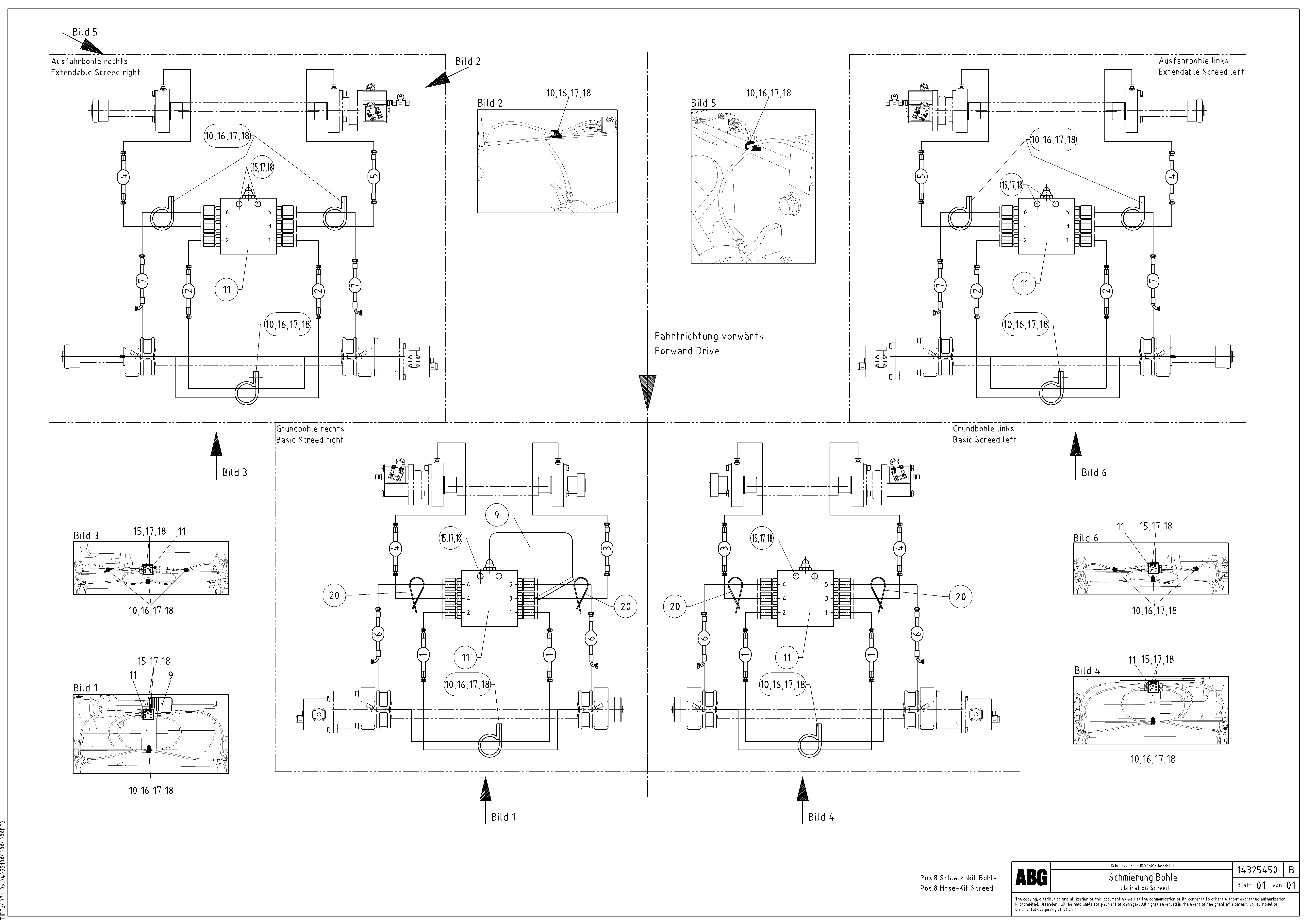 Схема запчастей Volvo VB 88 GTC - 97647 Screed lubrication for basic and extandable screed VB 88 GTC ATT. SCREEDS 3,0 -10,0M ABG8820/ABG8820B