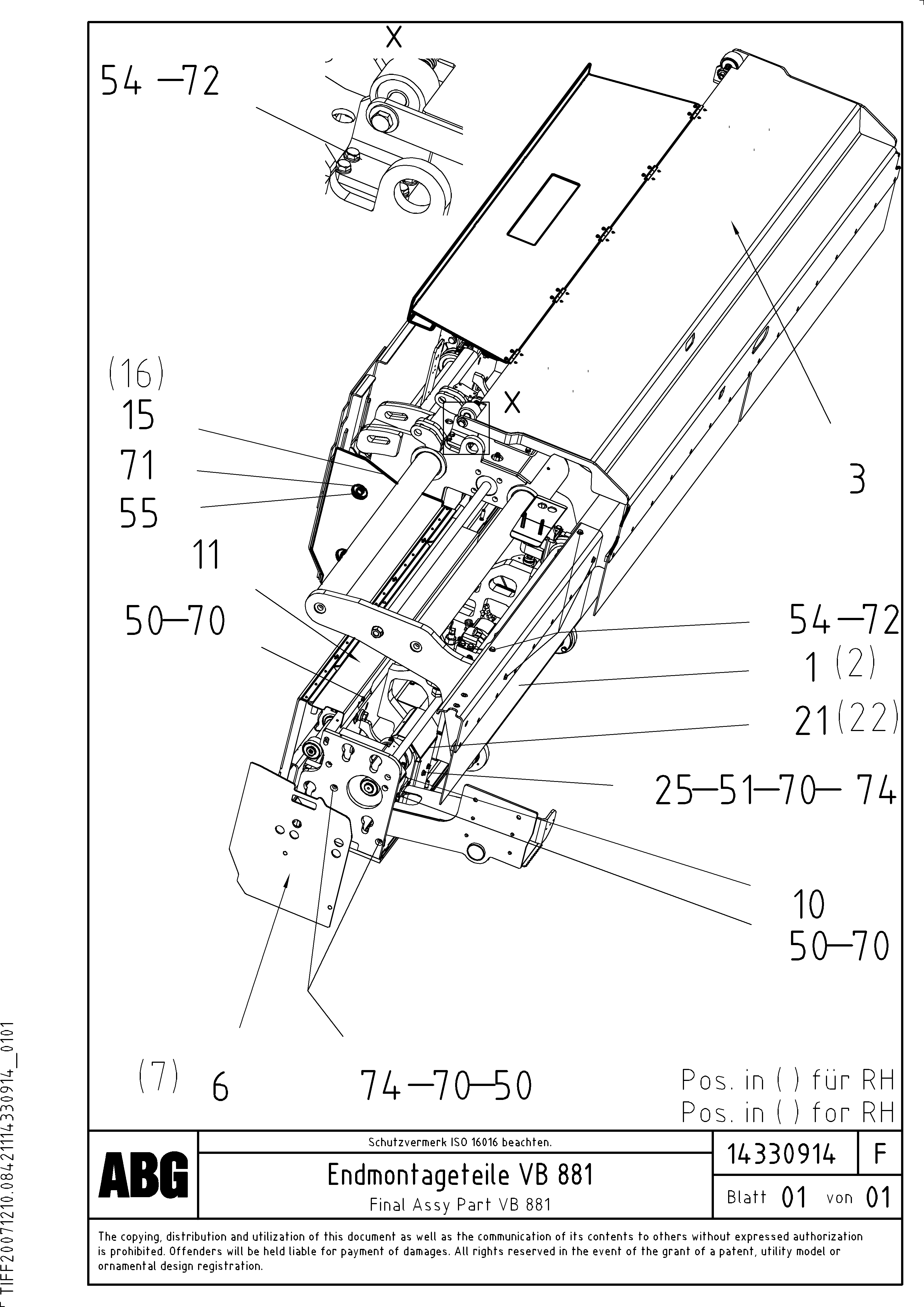 Схема запчастей Volvo VB 88 GTC - 67568 Final assembly on basic and extendable screeds VB 88 GTC ATT. SCREEDS 3,0 -10,0M ABG8820/ABG8820B