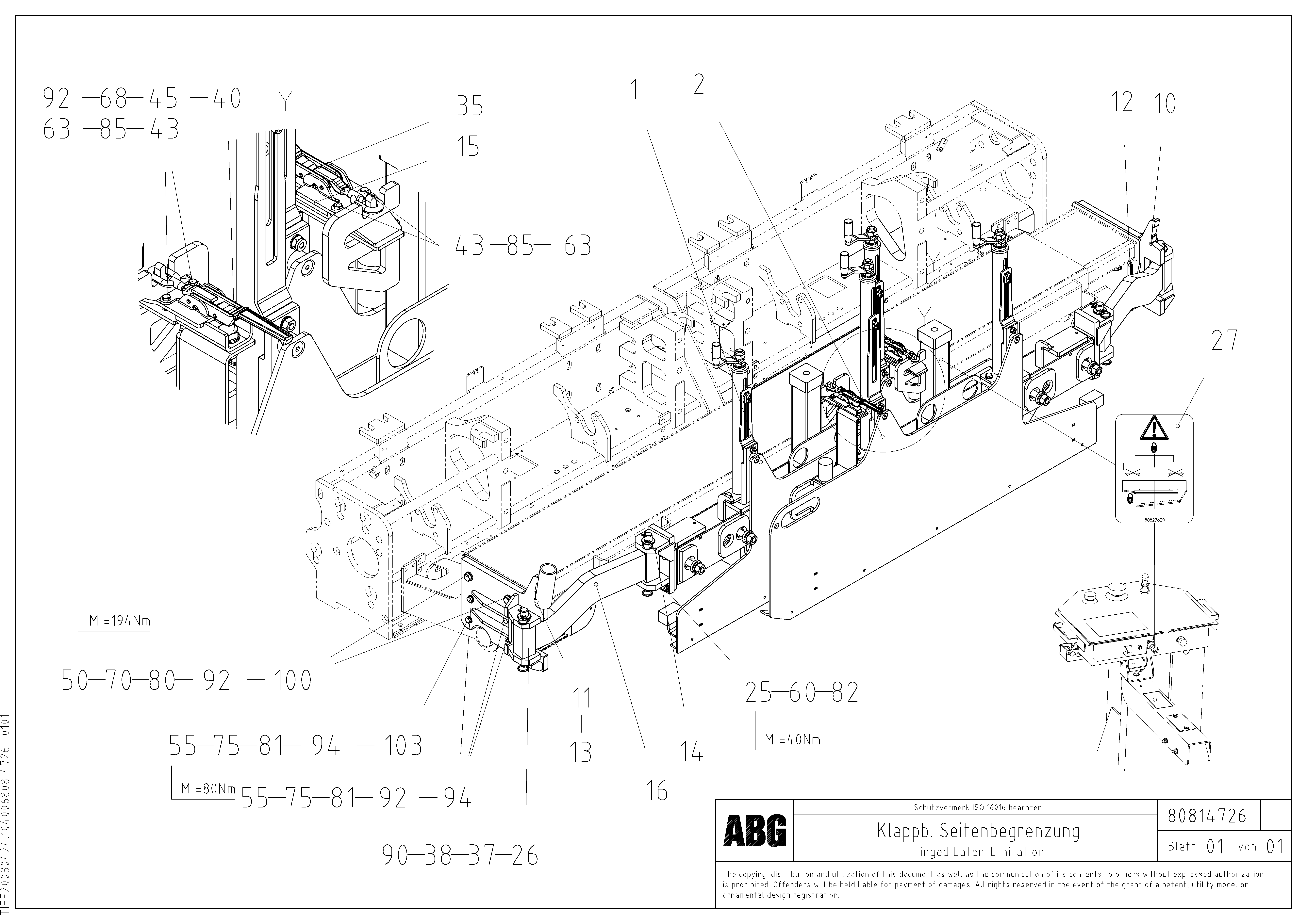 Схема запчастей Volvo VB 88 GTC - 73872 Hinged lateral limitation VB 88 GTC ATT. SCREEDS 3,0 -10,0M ABG8820/ABG8820B
