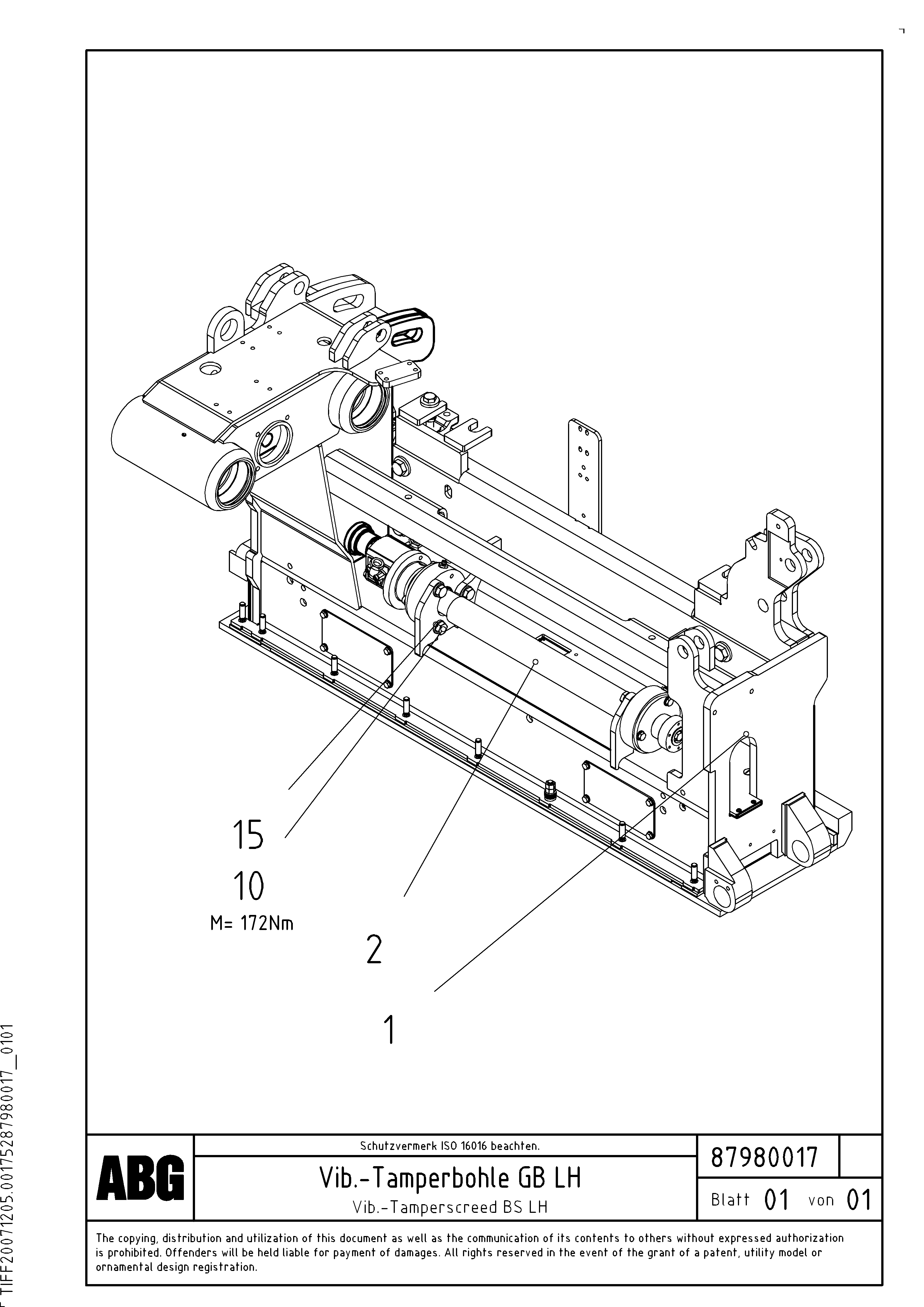 Схема запчастей Volvo VB 88 GTC - 71023 Vib.-tamperscreed for basic screed VB 88 GTC ATT. SCREEDS 3,0 - 9,0M ABG6870