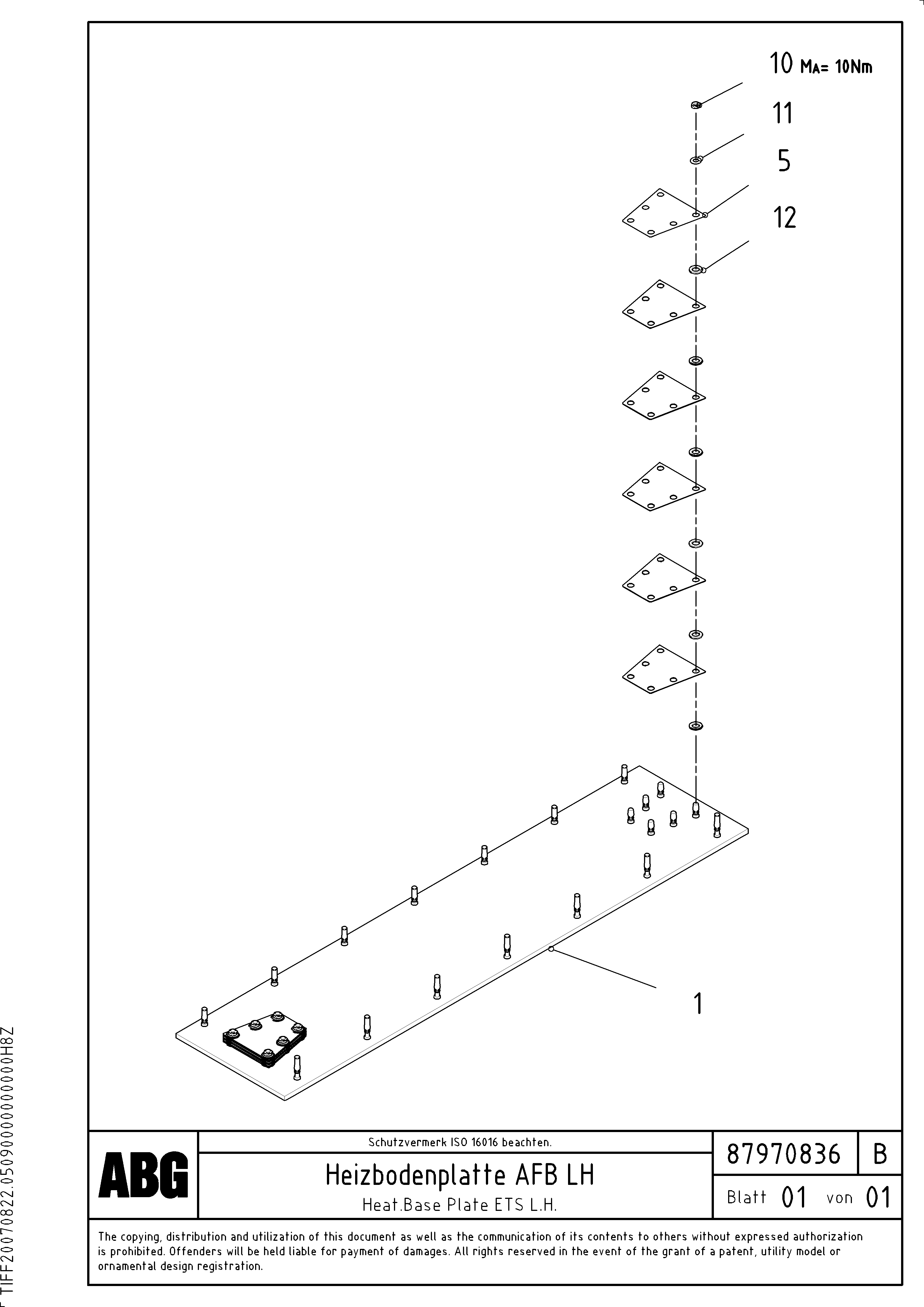 Схема запчастей Volvo VB 88 GTC - 69861 Heating base plate for extension VB 88 GTC ATT. SCREEDS 3,0 - 9,0M ABG6870