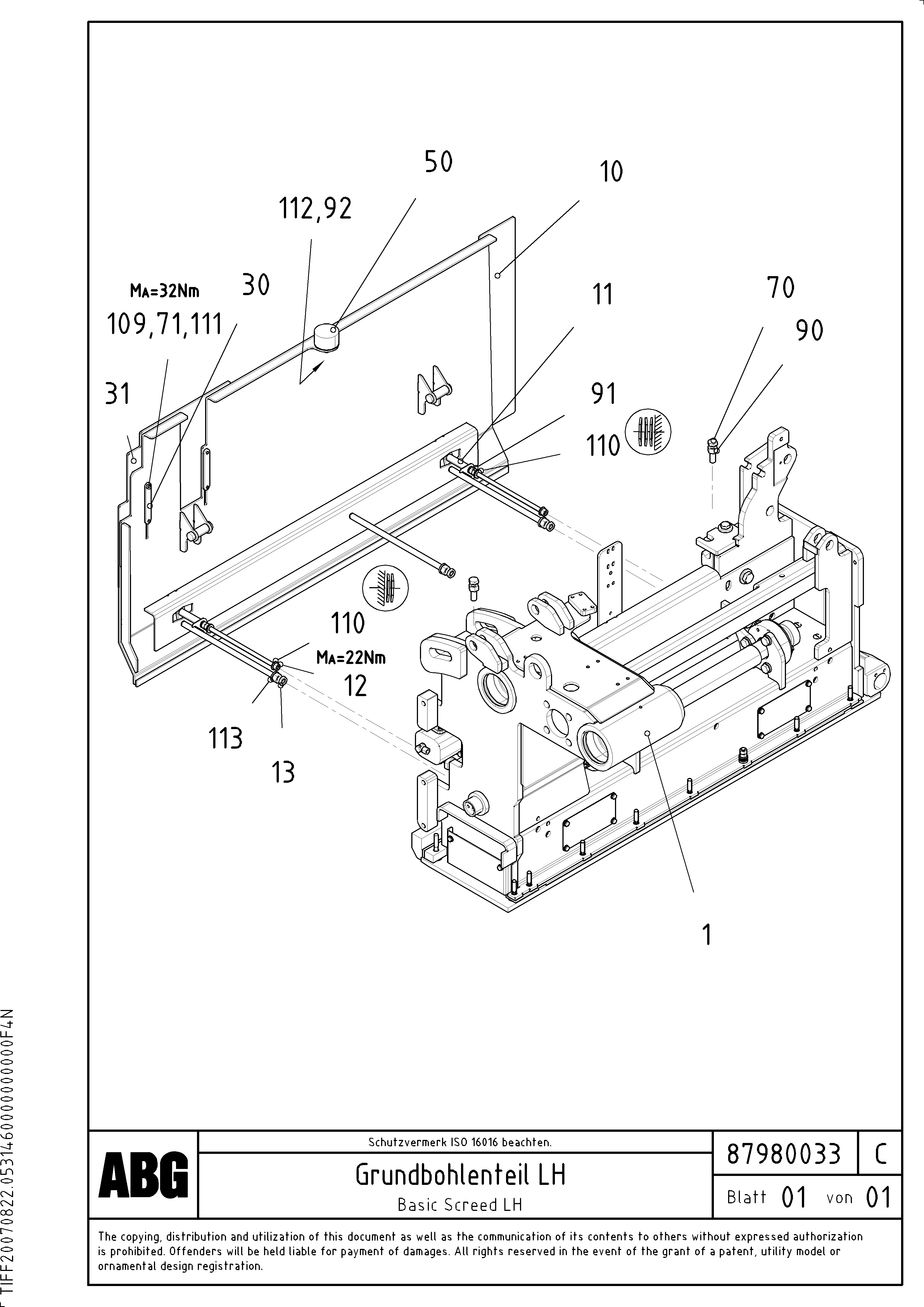 Схема запчастей Volvo VB 88 GTC - 72050 Deflector plate for basic screed VB 88 GTC ATT. SCREEDS 3,0 - 9,0M ABG6870