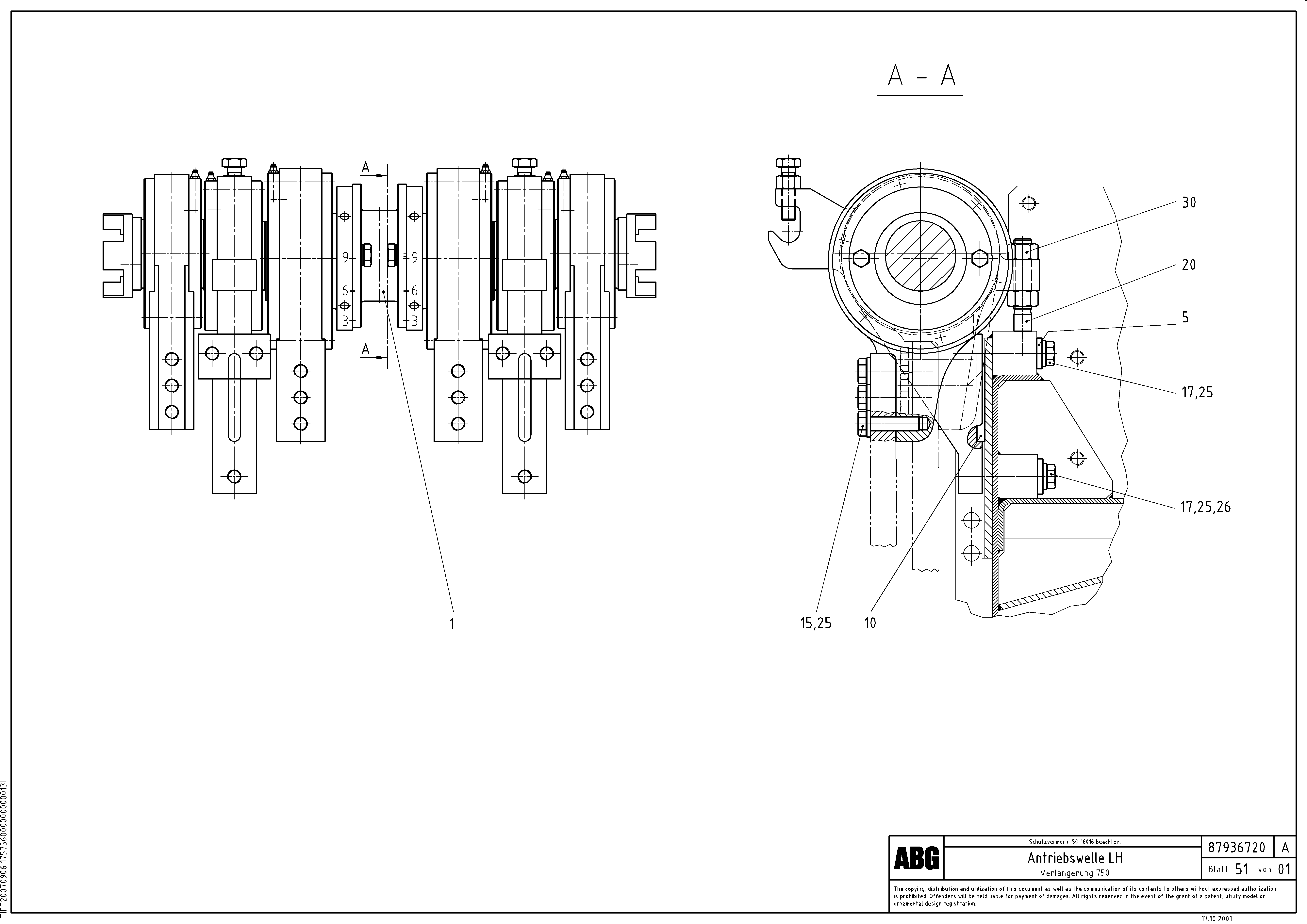 Схема запчастей Volvo VDT 121 - 82532 Tamper drive shaft for extension VDT 121 ATT. SCREEDS 2,5 -13,0M ABG8820/ABG8820B