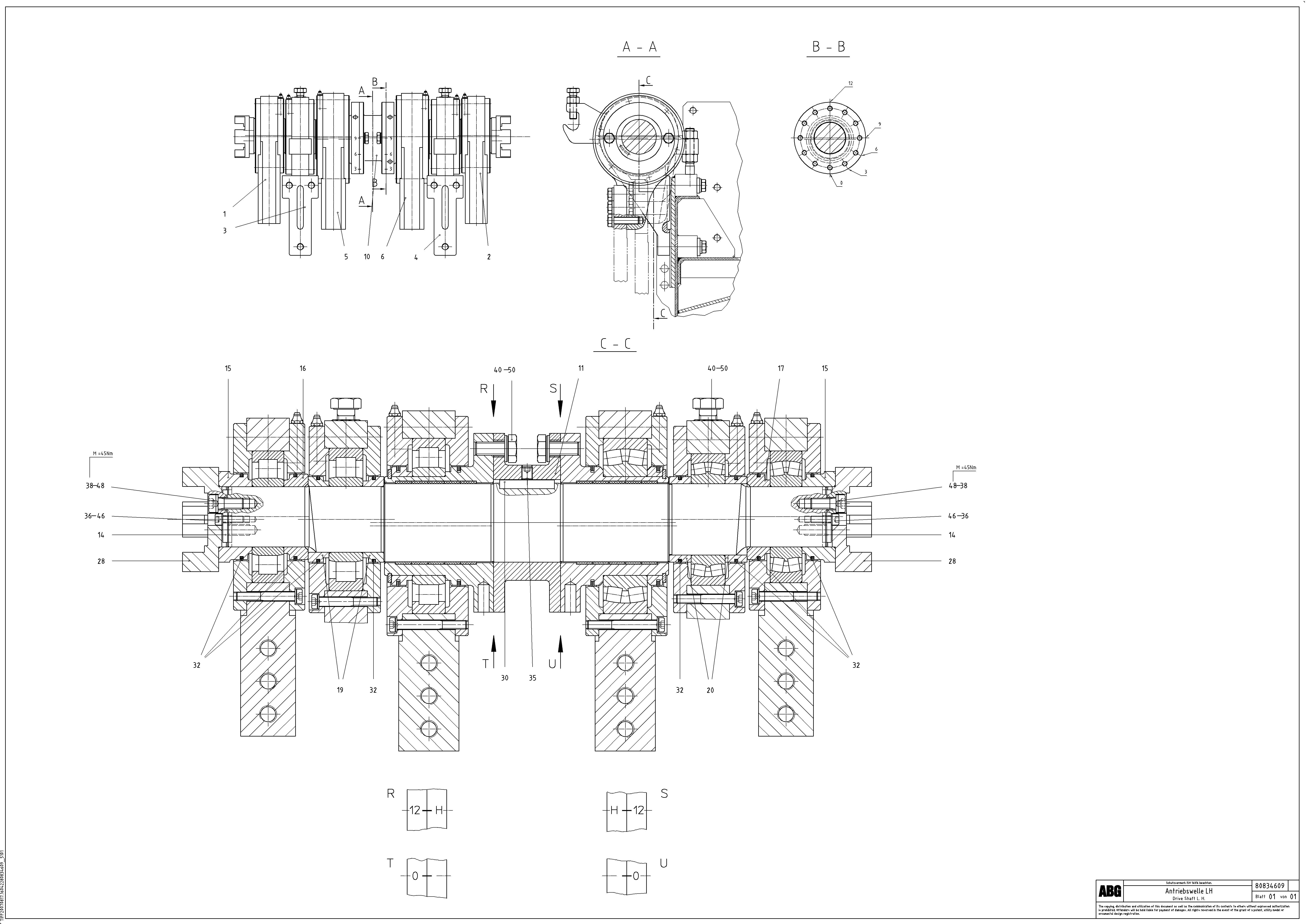 Схема запчастей Volvo VDT 121 - 84071 Tamper drive shaft for extension VDT 121 ATT. SCREEDS 2,5 -13,0M ABG8820/ABG8820B