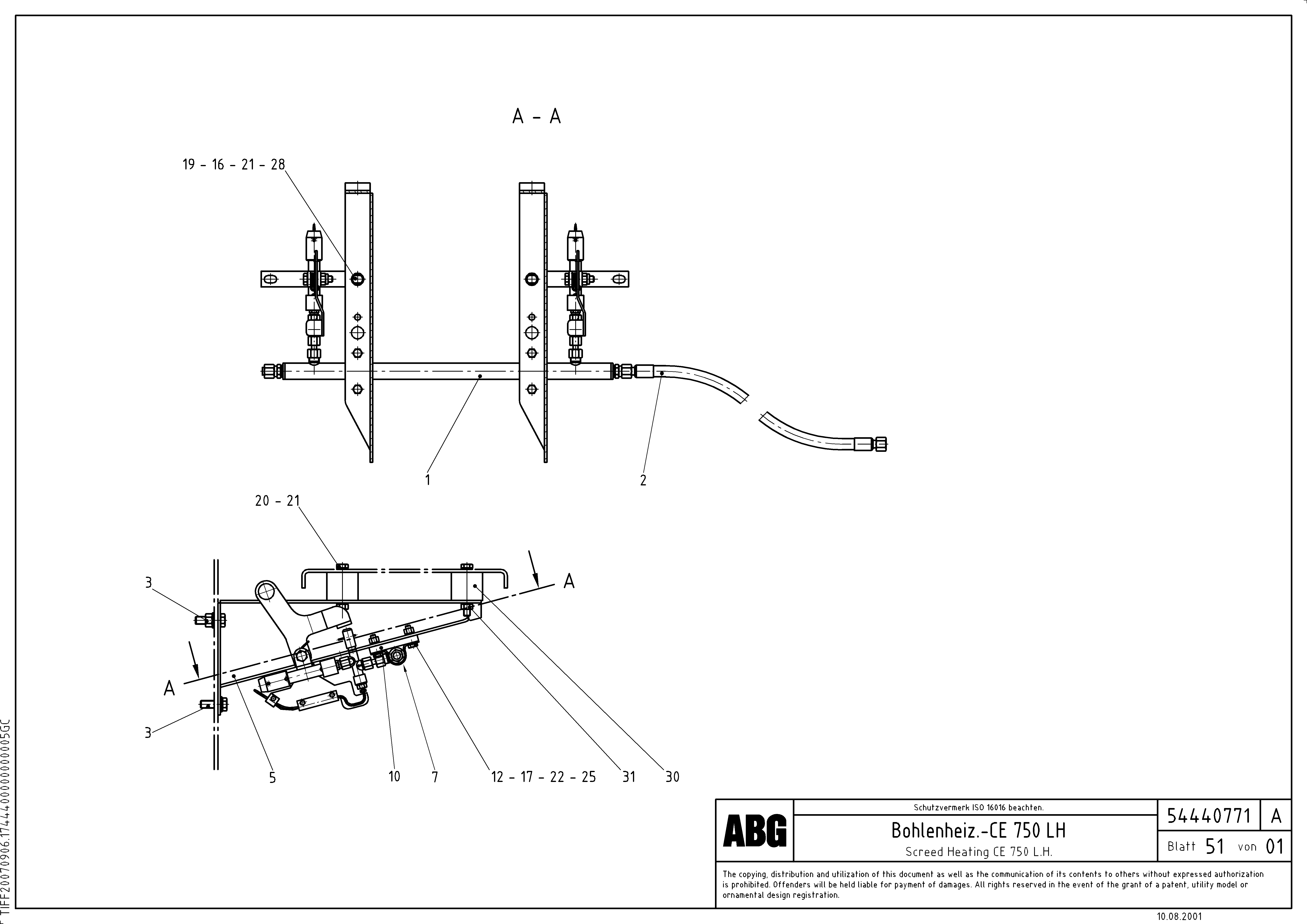 Схема запчастей Volvo VDT 121 - 77962 Screed heating CE VDT 121 ATT. SCREEDS 2,5 -13,0M ABG8820/ABG8820B