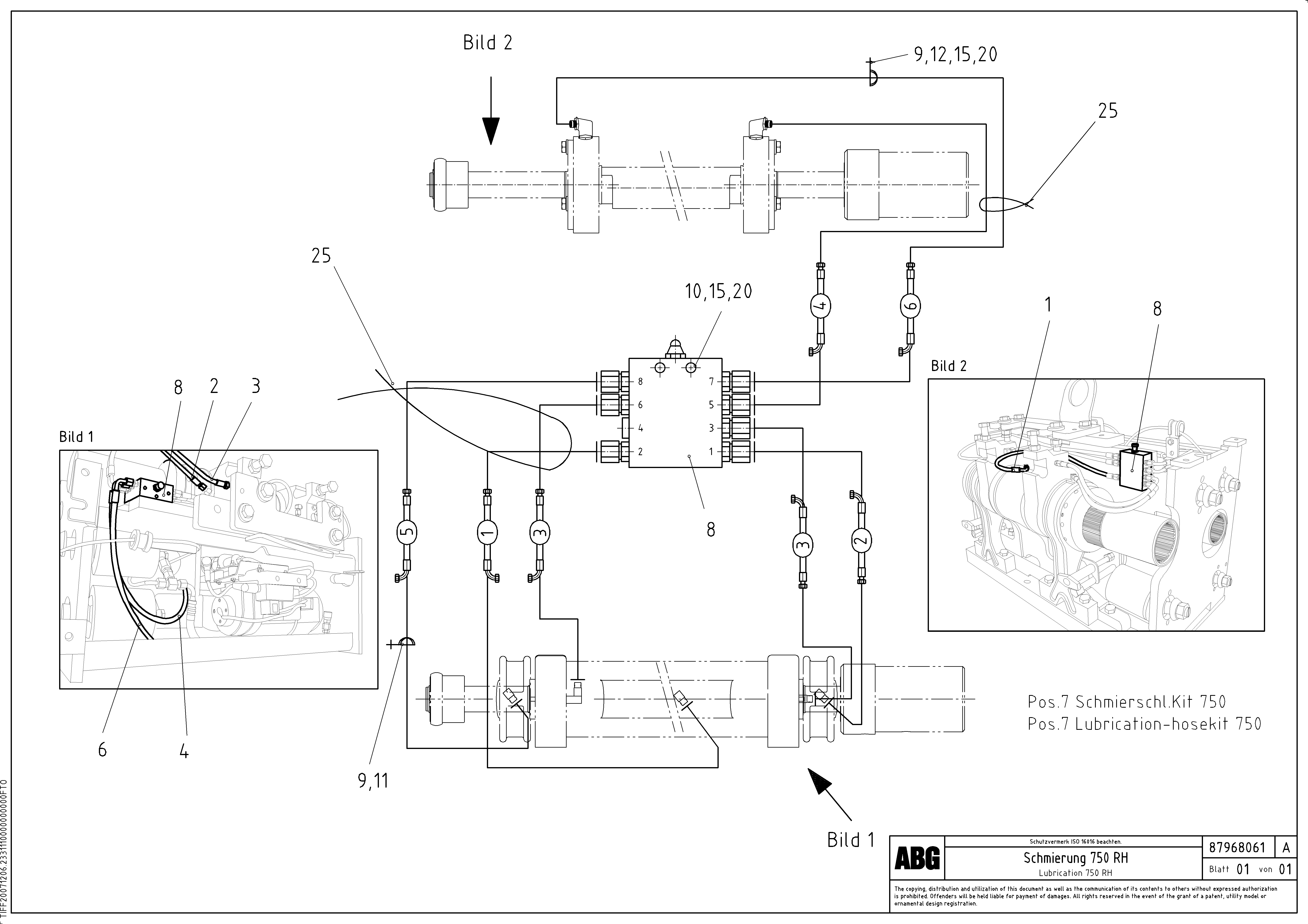 Схема запчастей Volvo VDT-V 78 ETC - 72432 Lubrication hose kit for extension VDT-V 78 ETC ATT. SCREED 2,5 - 9,0 M ABG6820, ABG7820/ABG7820B