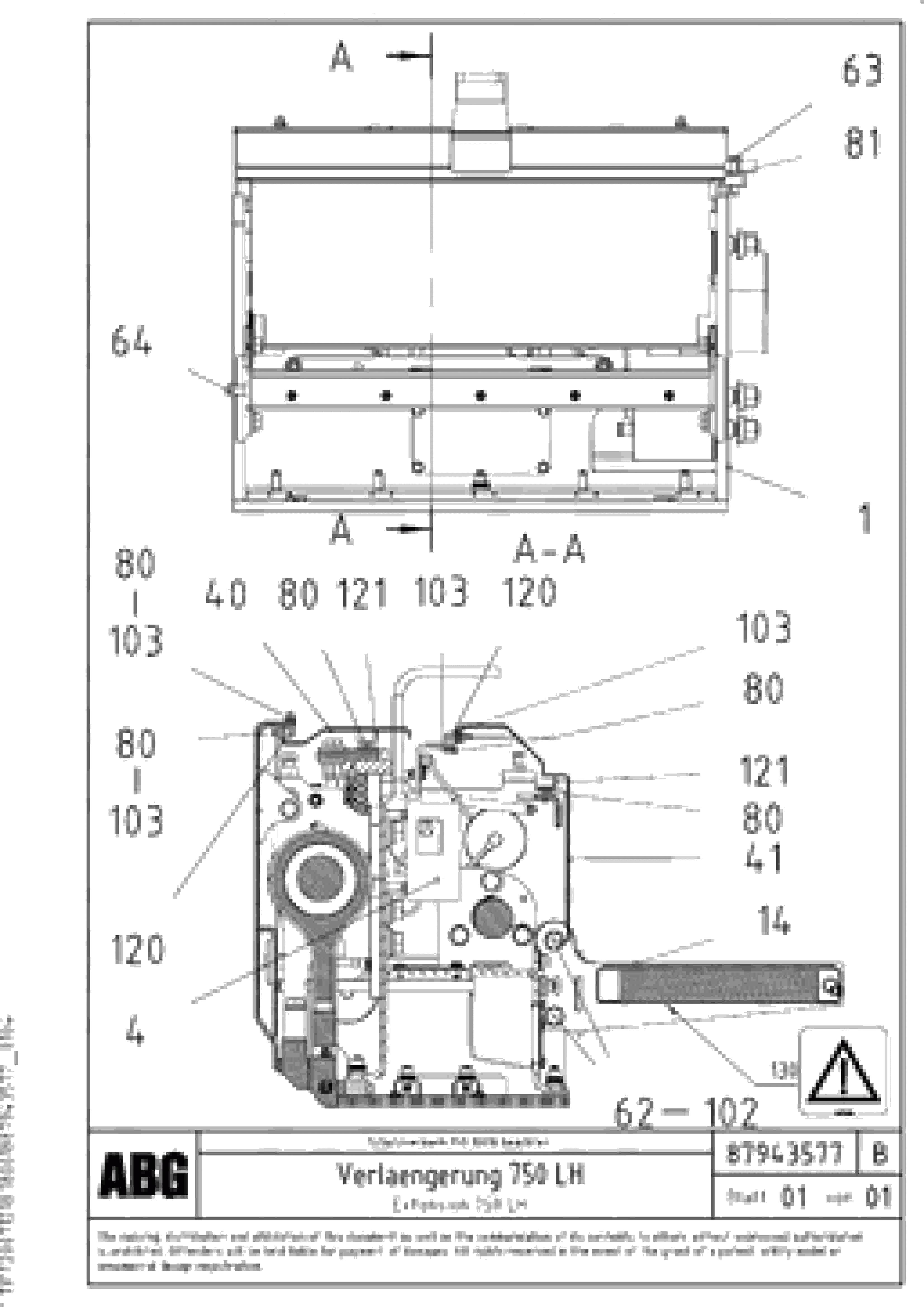 Схема запчастей Volvo VDT-V 78 ETC - 78502 Extension VDT-V 78 ETC ATT. SCREED 2,5 - 9,0 M ABG6820, ABG7820/ABG7820B