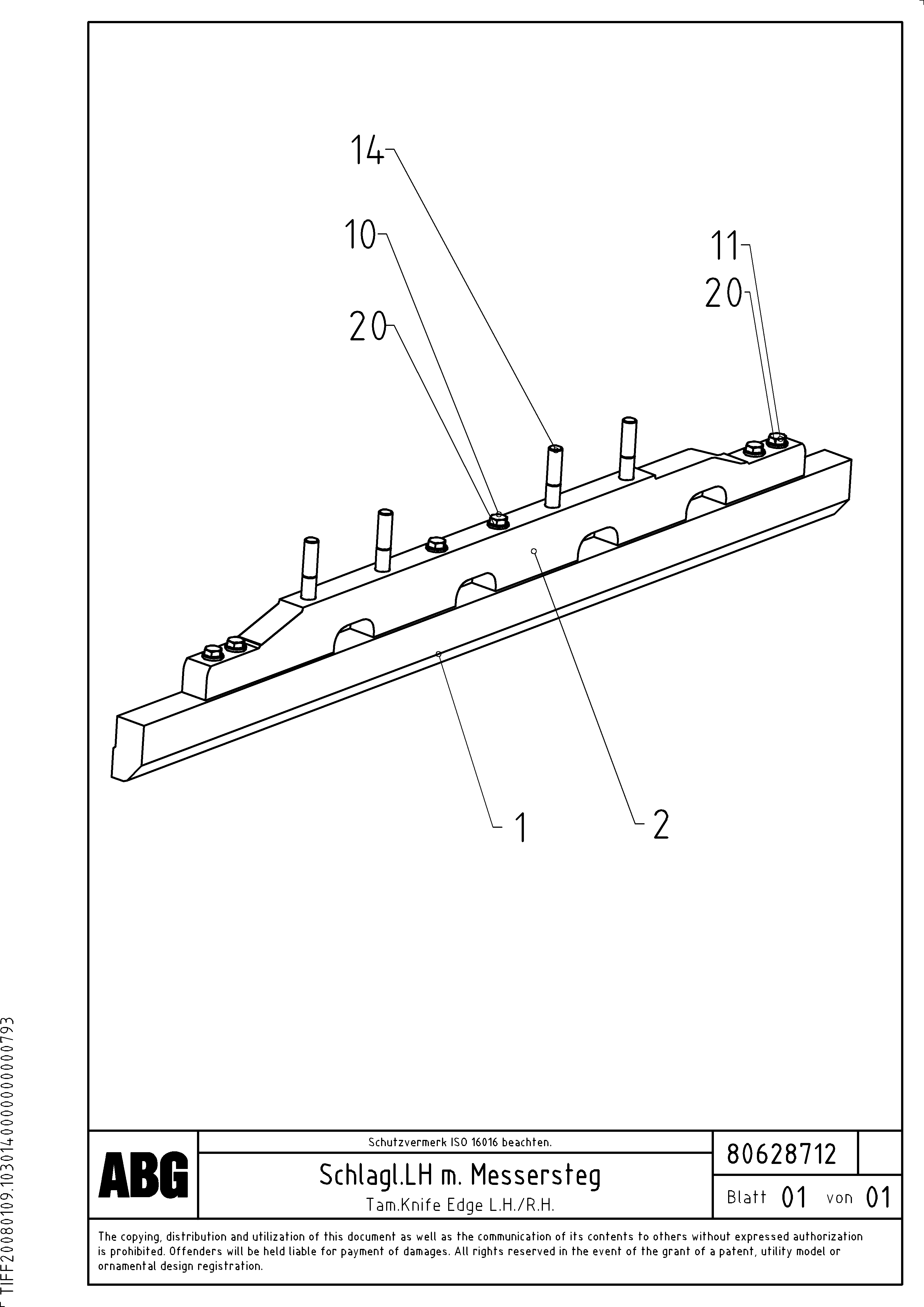 Схема запчастей Volvo VDT-V 78 GTC - 55535 Tamper knife edge with heating VDT-V 78 GTC ATT. SCREEDS 2,5 - 9,0M ABG6820,ABG7820,ABG7820B