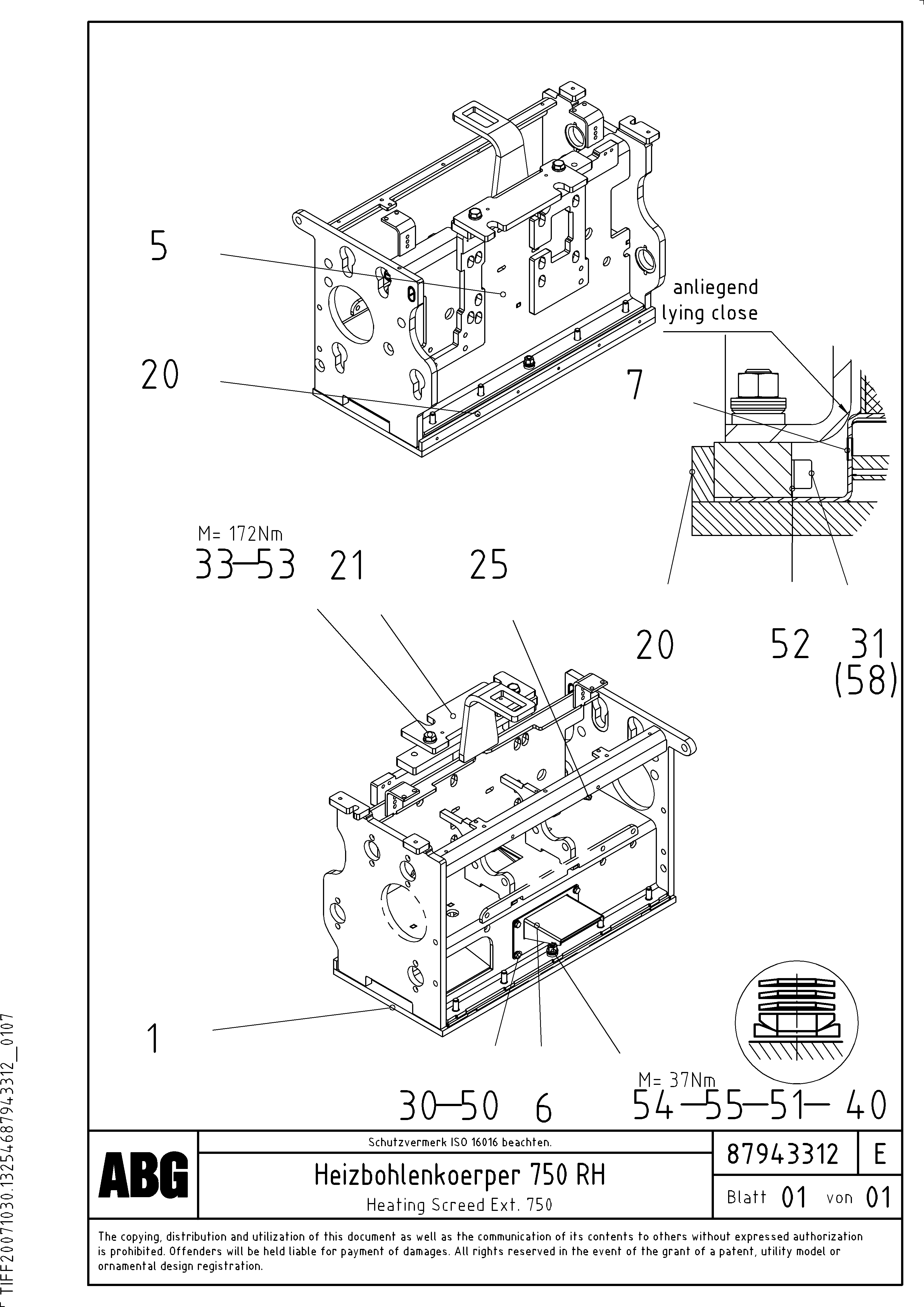 Схема запчастей Volvo VDT-V 78 GTC - 71498 Heating screed for extension VDT-V 78 GTC ATT. SCREEDS 2,5 - 9,0M ABG6820,ABG7820,ABG7820B