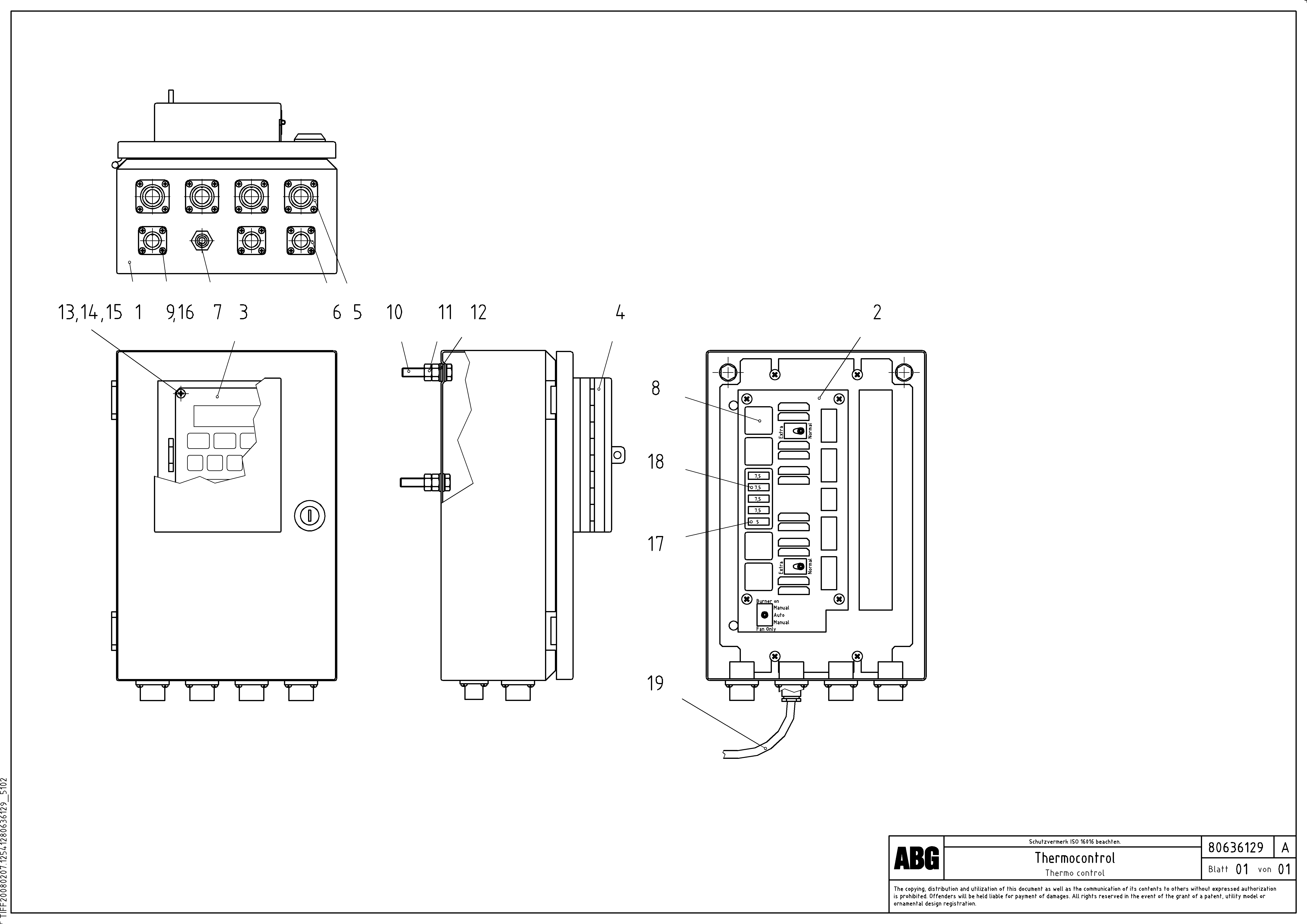 Схема запчастей Volvo VDT-V 78 GTC - 70056 Thermo control VDT-V 78 GTC ATT. SCREEDS 2,5 - 9,0M ABG6820,ABG7820,ABG7820B