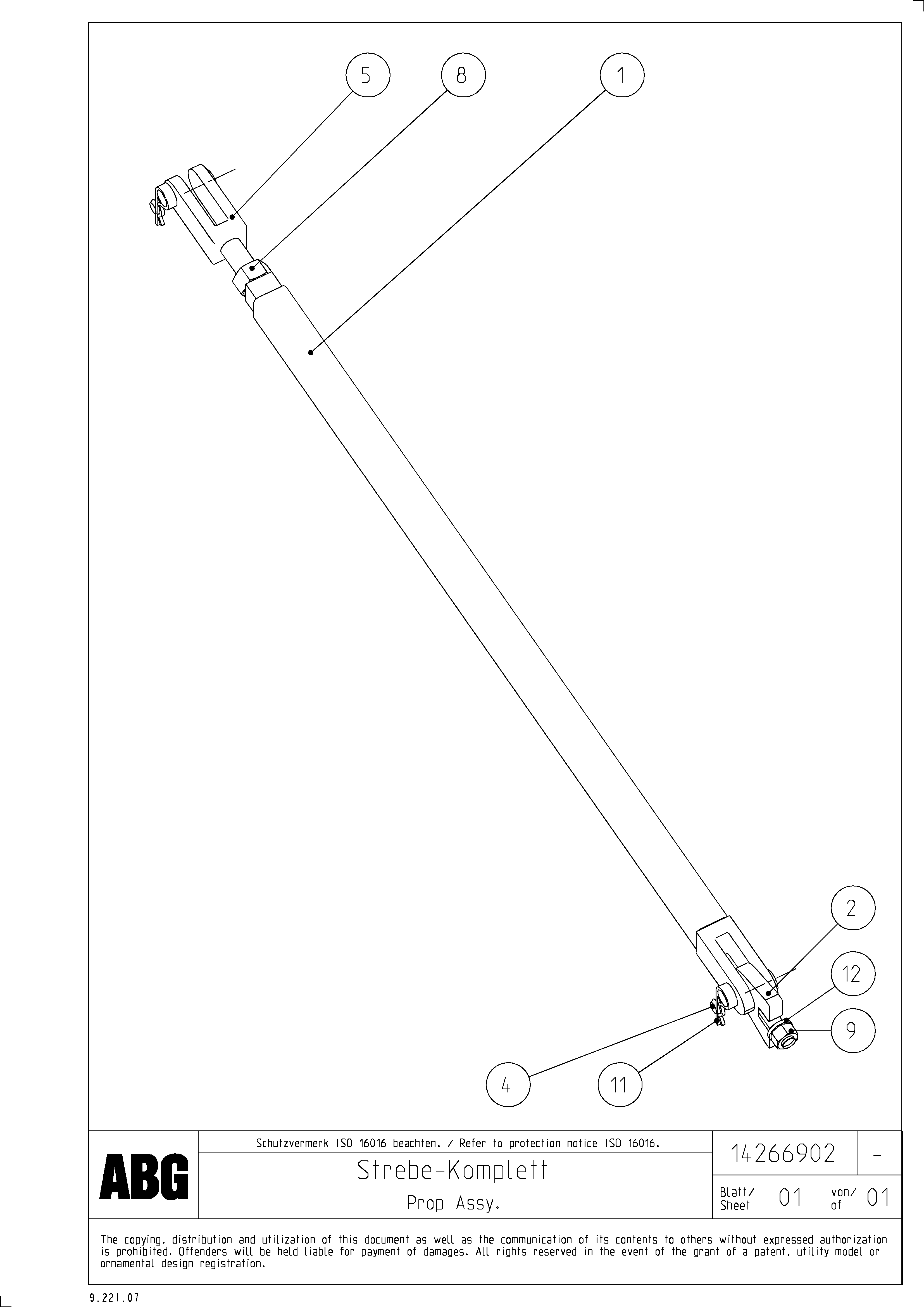 Схема запчастей Volvo VDT-V 78 GTC - 69632 Prop assembly for auger extension VDT-V 78 GTC ATT. SCREEDS 2,5 - 9,0M AGB8820, AGB8820B