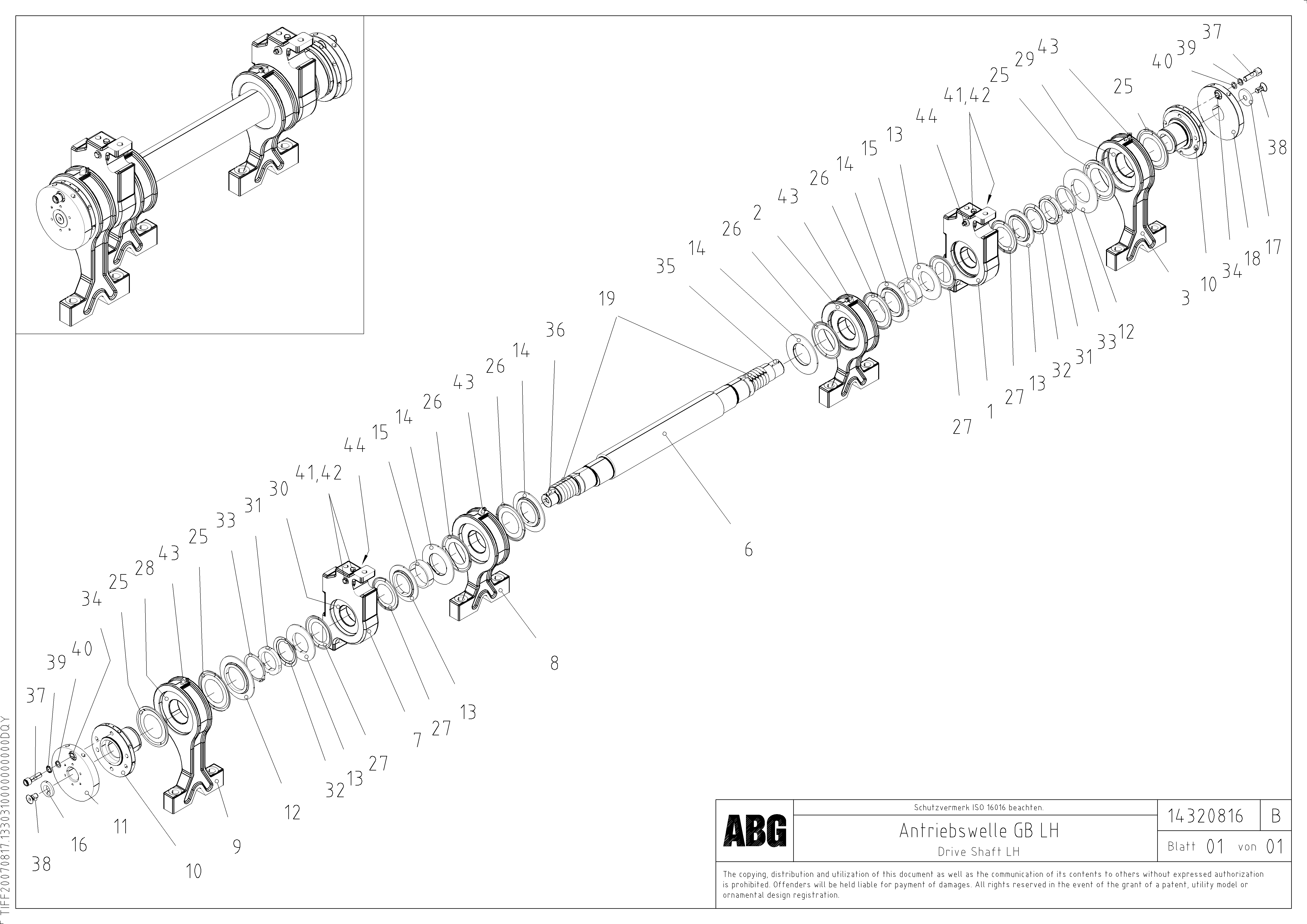 Схема запчастей Volvo VDT-V 78 GTC - 70571 Tamper drive shaft for tamper/basic screed VDT-V 78 GTC ATT. SCREEDS 2,5 - 9,0M AGB8820, AGB8820B