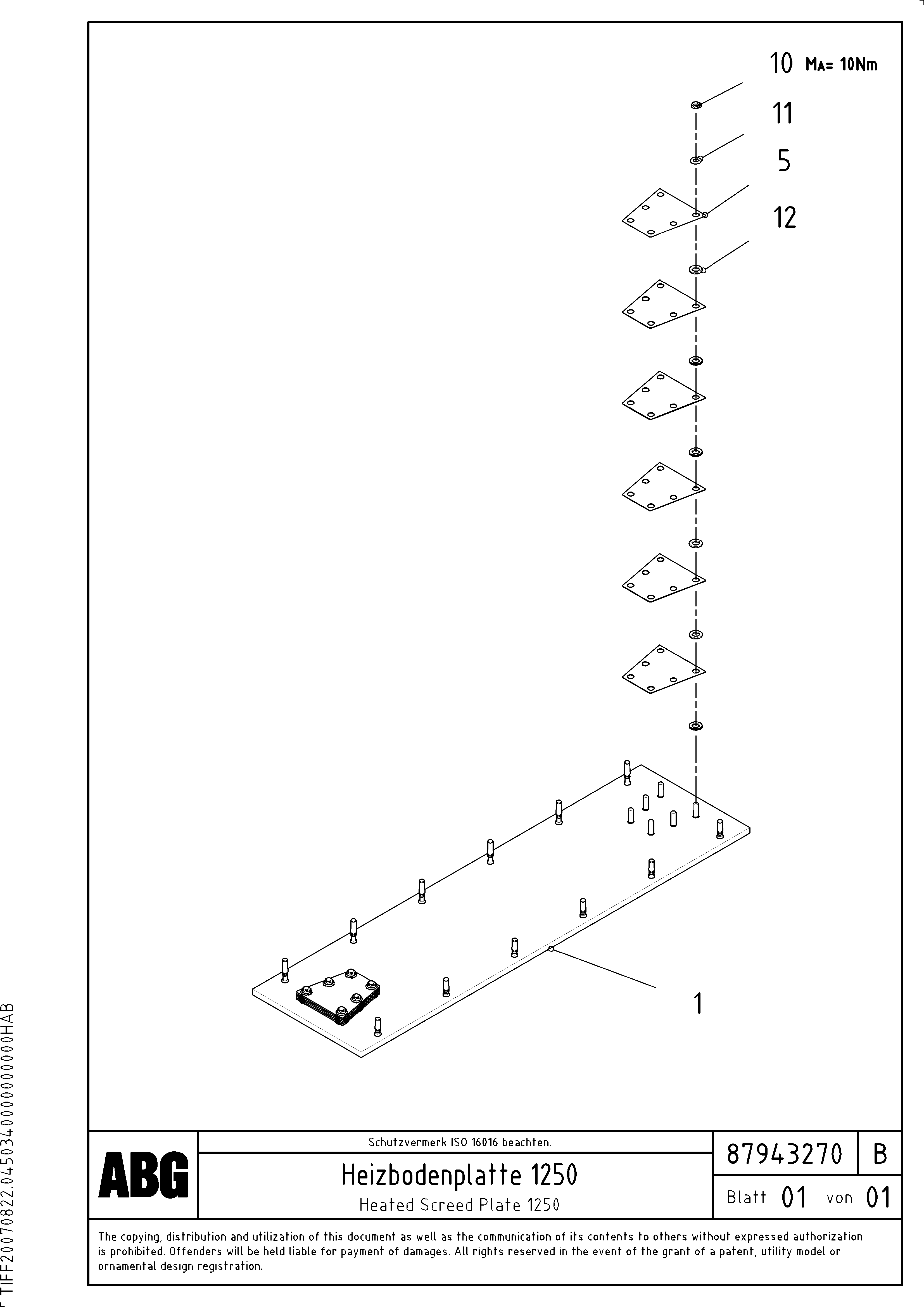 Схема запчастей Volvo VDT-V 78 GTC - 75508 Heated base plate for extension VDT-V 78 GTC ATT. SCREEDS 2,5 - 9,0M AGB8820, AGB8820B