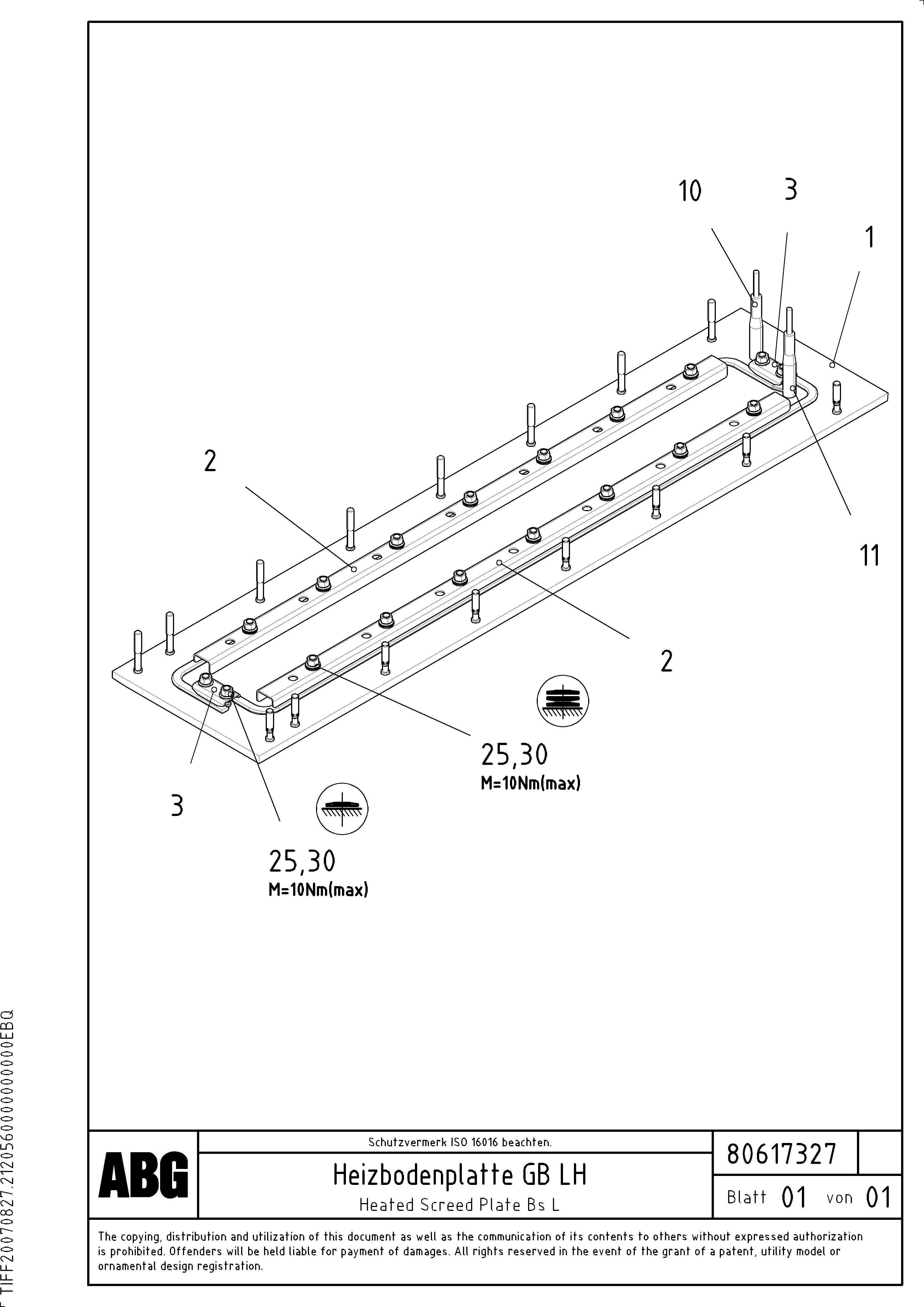 Схема запчастей Volvo VDT-V 88 GTC - 78746 Heated screed plate for basic screed VDT-V 88 ETC ATT. SCREEDS 3,0 - 9,0M ABG7820, ABG7820B