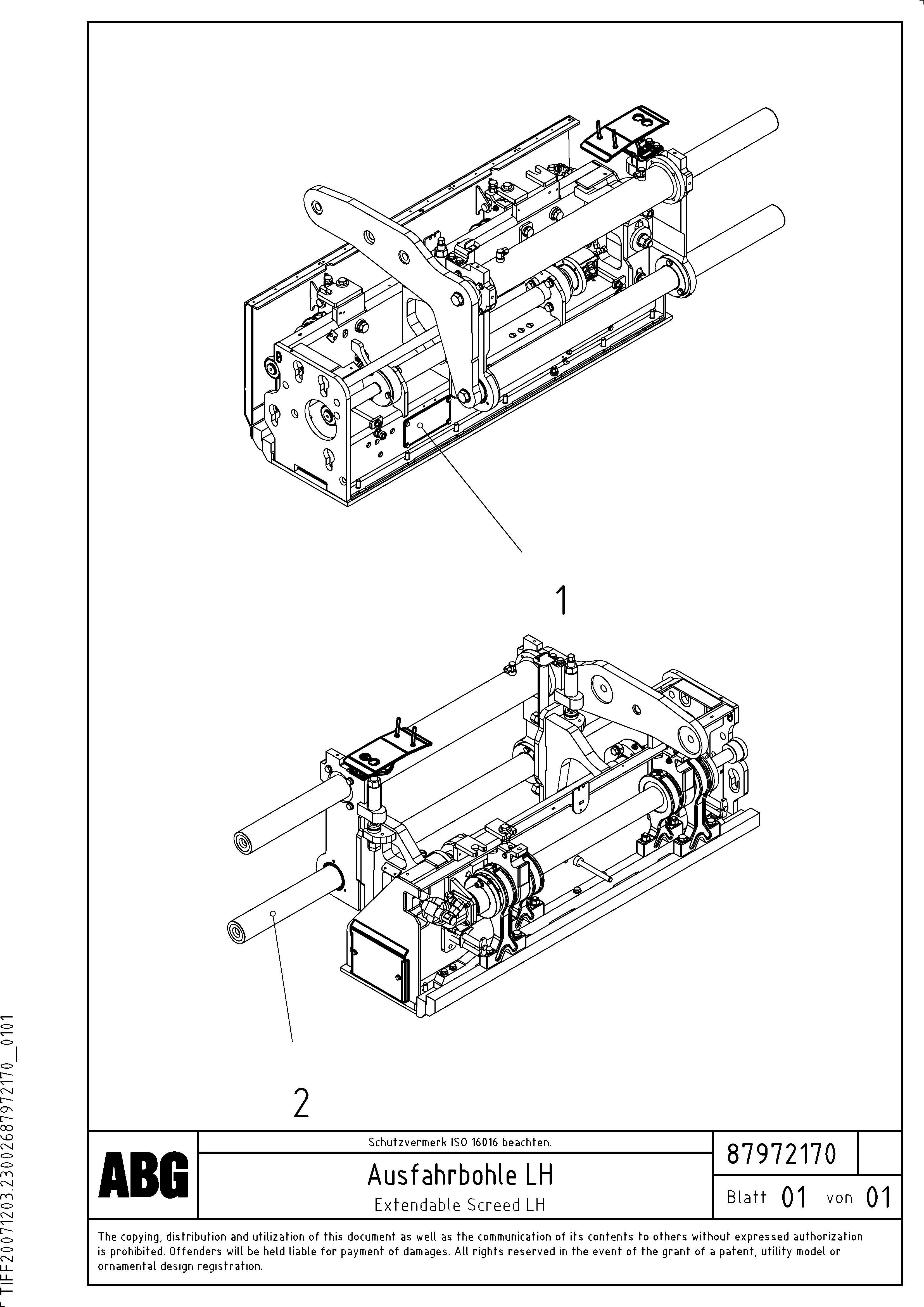 Схема запчастей Volvo VDT-V 88 GTC - 78418 Extendable screed VDT-V 88 GTC ATT. SCREEDS 3,0 - 9,0M ABG8820/ABG8820B
