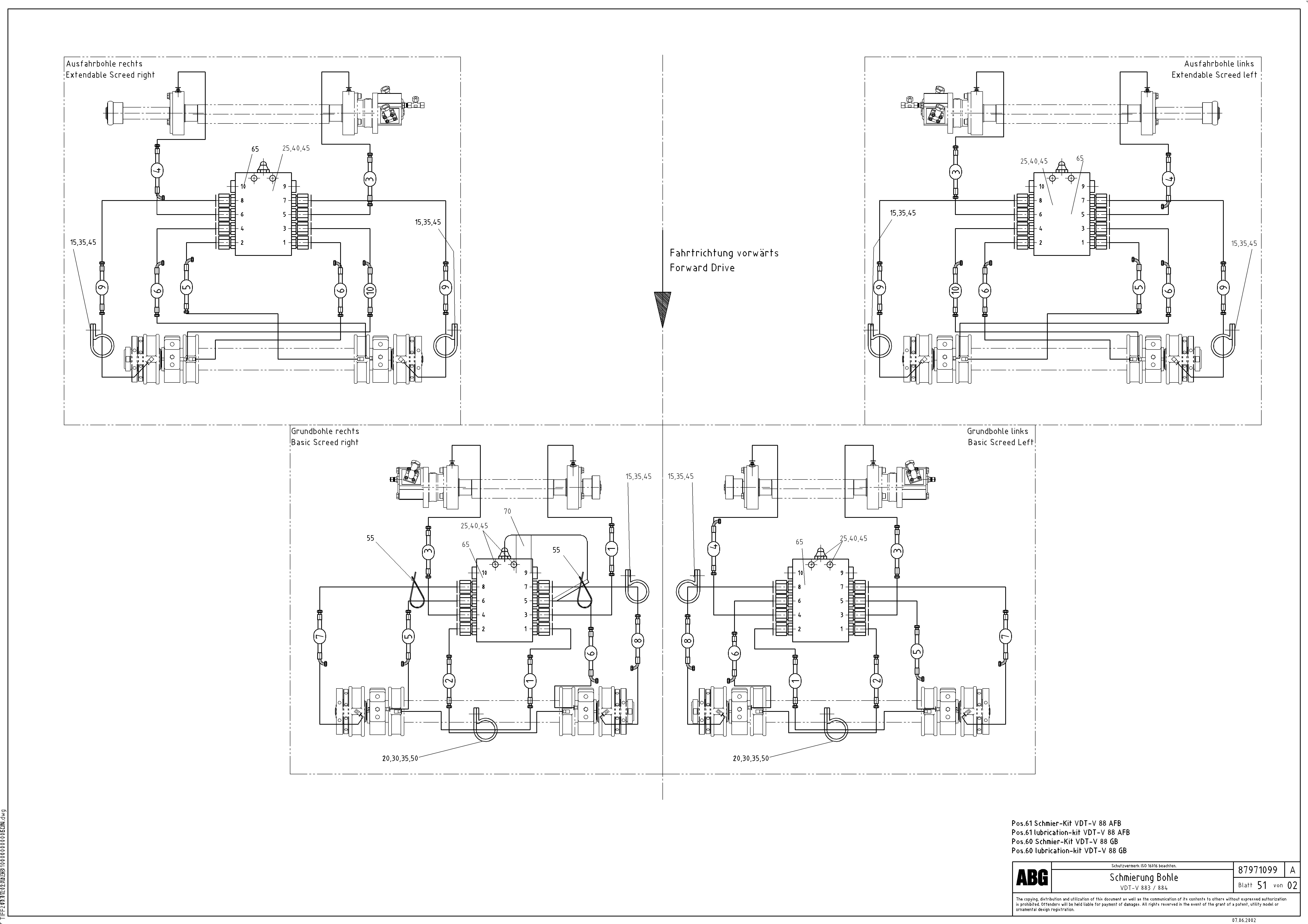 Схема запчастей Volvo VDT-V 88 GTC - 79860 Screed lubrication for basic and extandable screed VDT-V 88 GTC ATT. SCREEDS 3,0 - 9,0M ABG9820