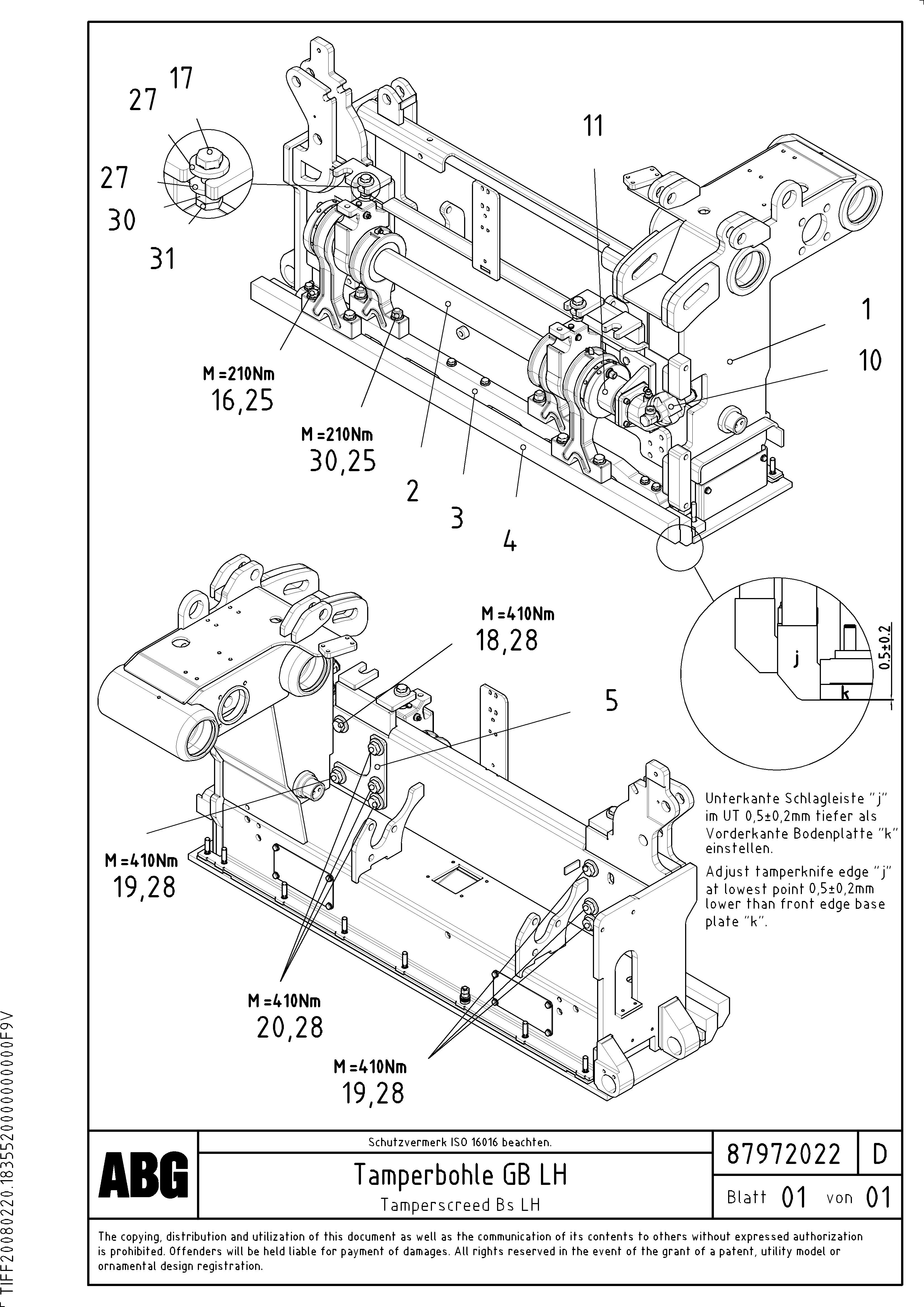 Схема запчастей Volvo VDT-V 88 GTC - 73056 Tamper for basic screed VDT-V 88 GTC ATT. SCREEDS 3,0 - 9,0M ABG8820/ABG8820B