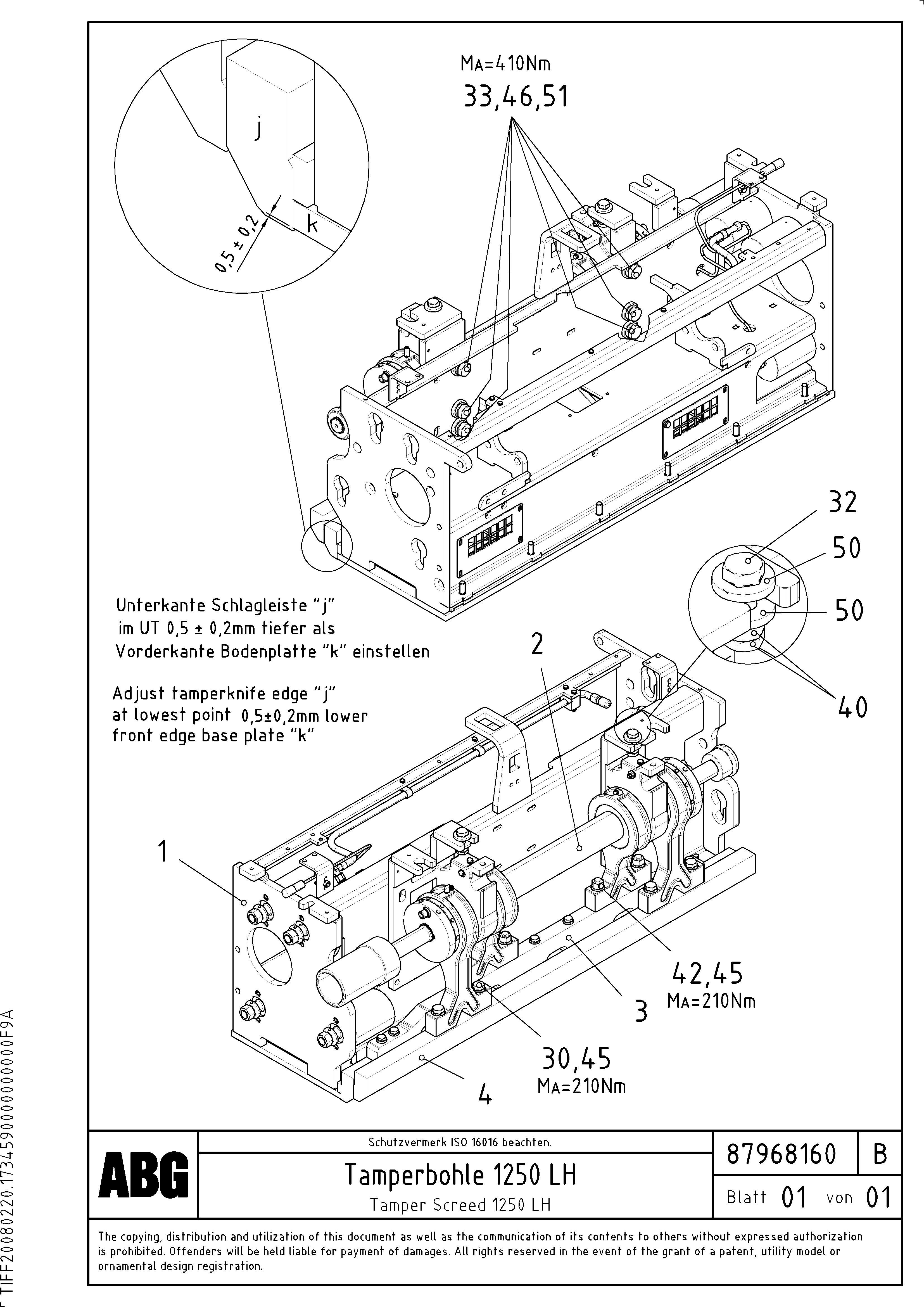 Схема запчастей Volvo VDT-V 88 GTC - 75220 Tamper screed for extension VDT-V 88 GTC ATT. SCREEDS 3,0 - 9,0M ABG8820/ABG8820B