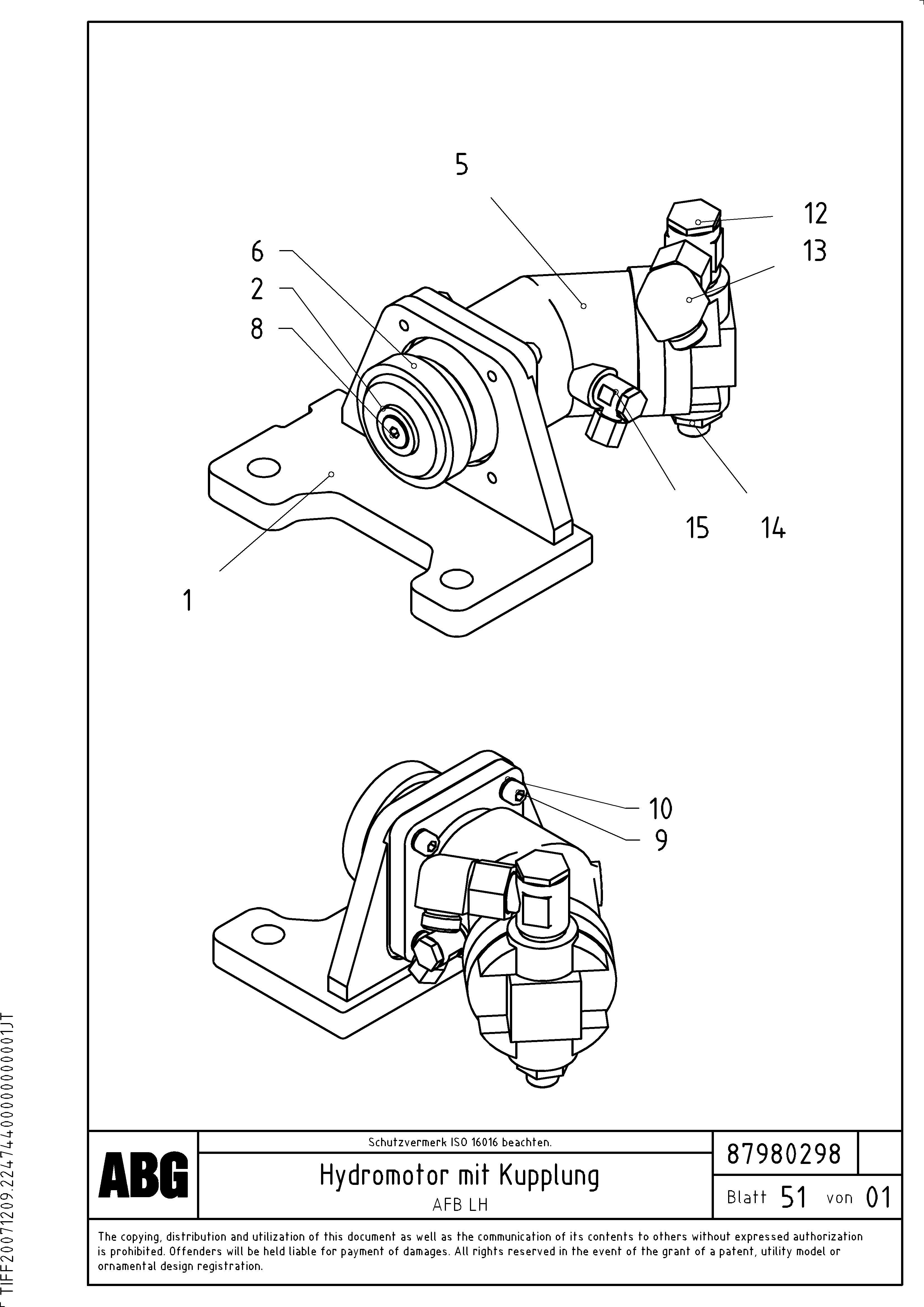 Схема запчастей Volvo VDT-V 88 GTC - 76467 Hydraulic motor with tamper coupling for extendable screed VDT-V 88 GTC ATT. SCREEDS 3,0 - 9,0M ABG7820/ABG780B