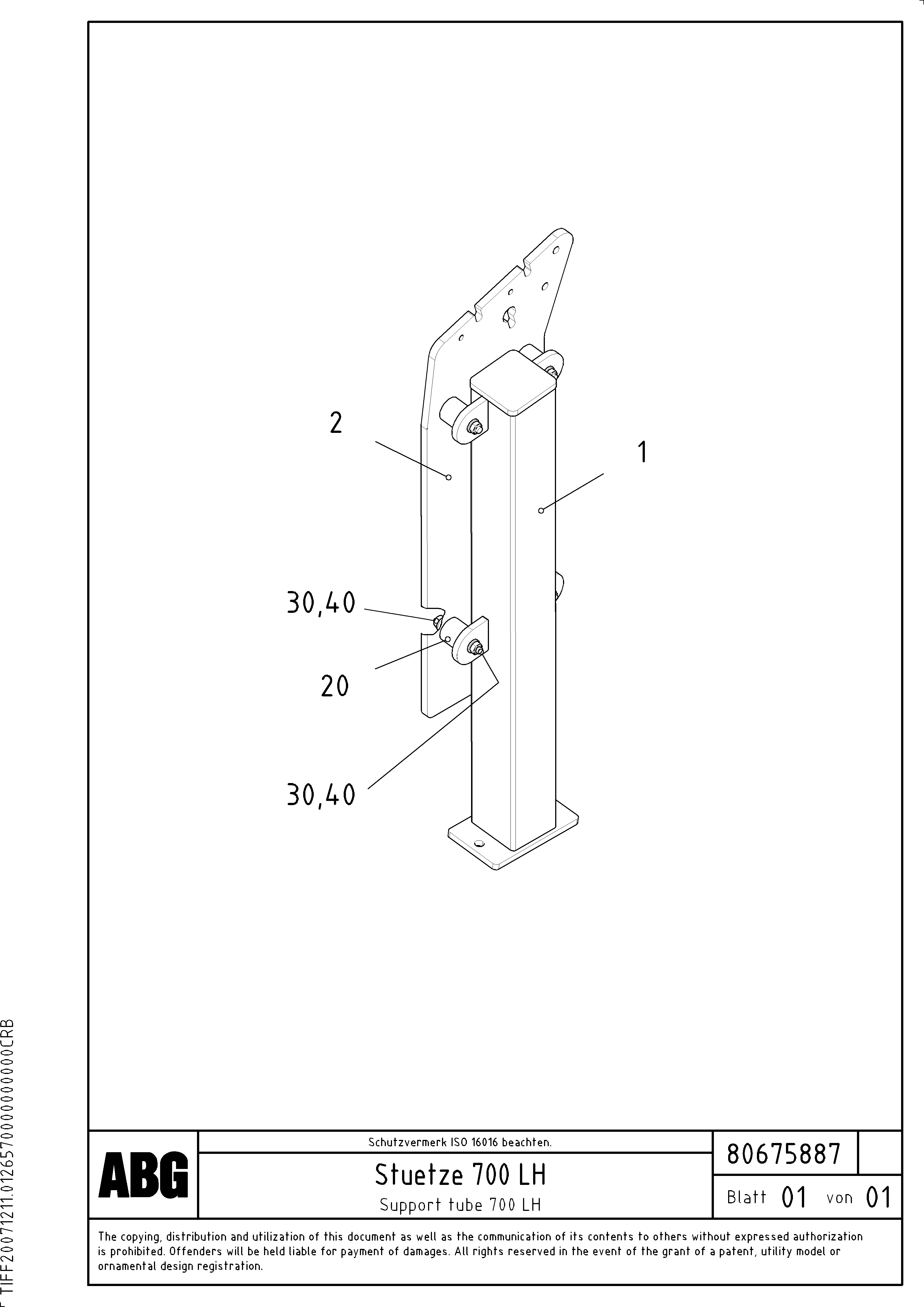 Схема запчастей Volvo VDT-V 88 GTC - 78883 Support for electric distribution box on paver VDT-V 88 GTC ATT. SCREEDS 3,0 - 9,0M ABG9820