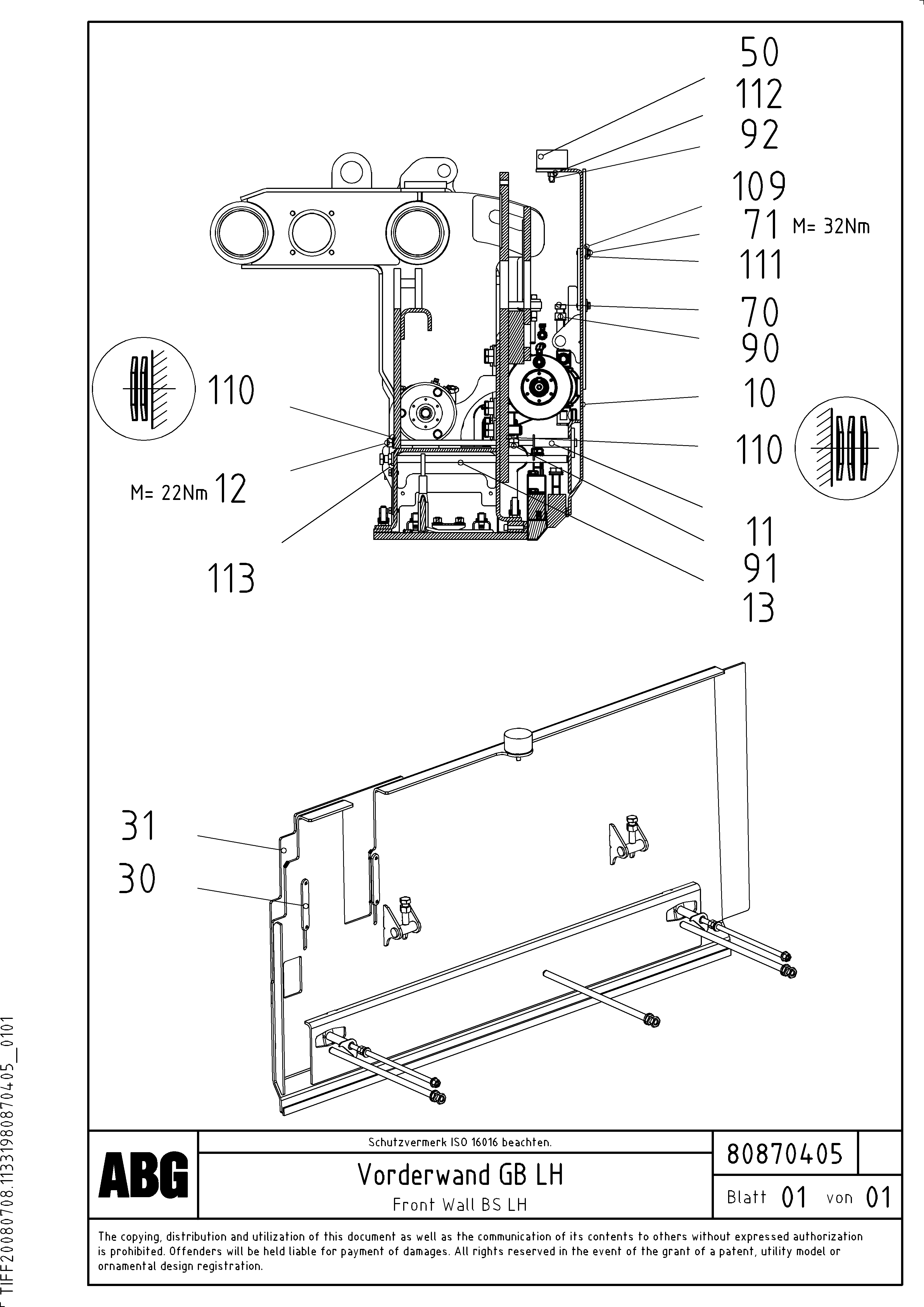 Схема запчастей Volvo VDT-V 88 GTC - 81102 Front wall for basic screed VDT-V 88 GTC ATT. SCREEDS 3,0 - 9,0M ABG9820