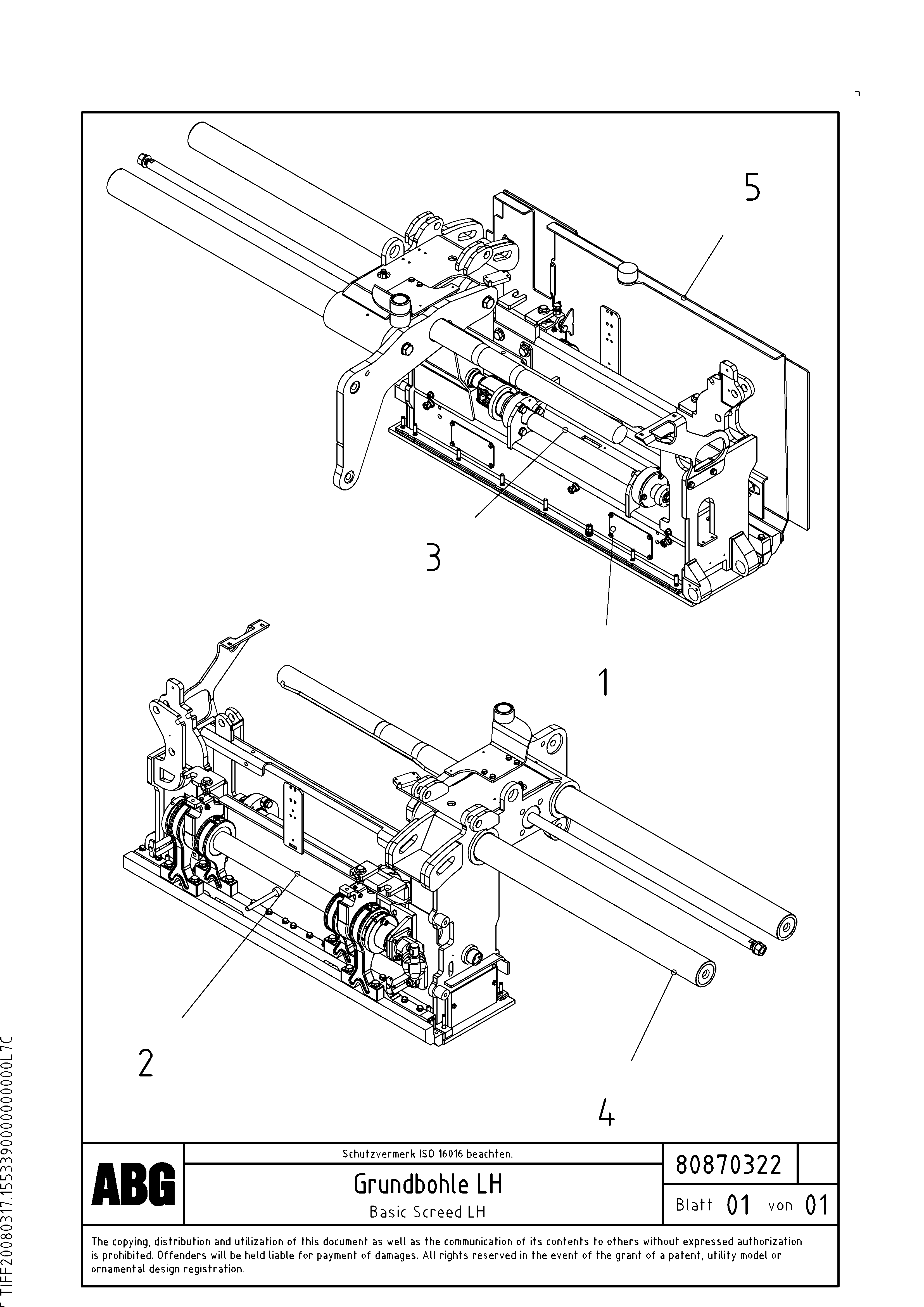 Схема запчастей Volvo VDT-V 88 GTC - 74615 Basic screed VDT-V 88 GTC ATT. SCREEDS 3,0 - 9,0M ABG7820/ABG780B