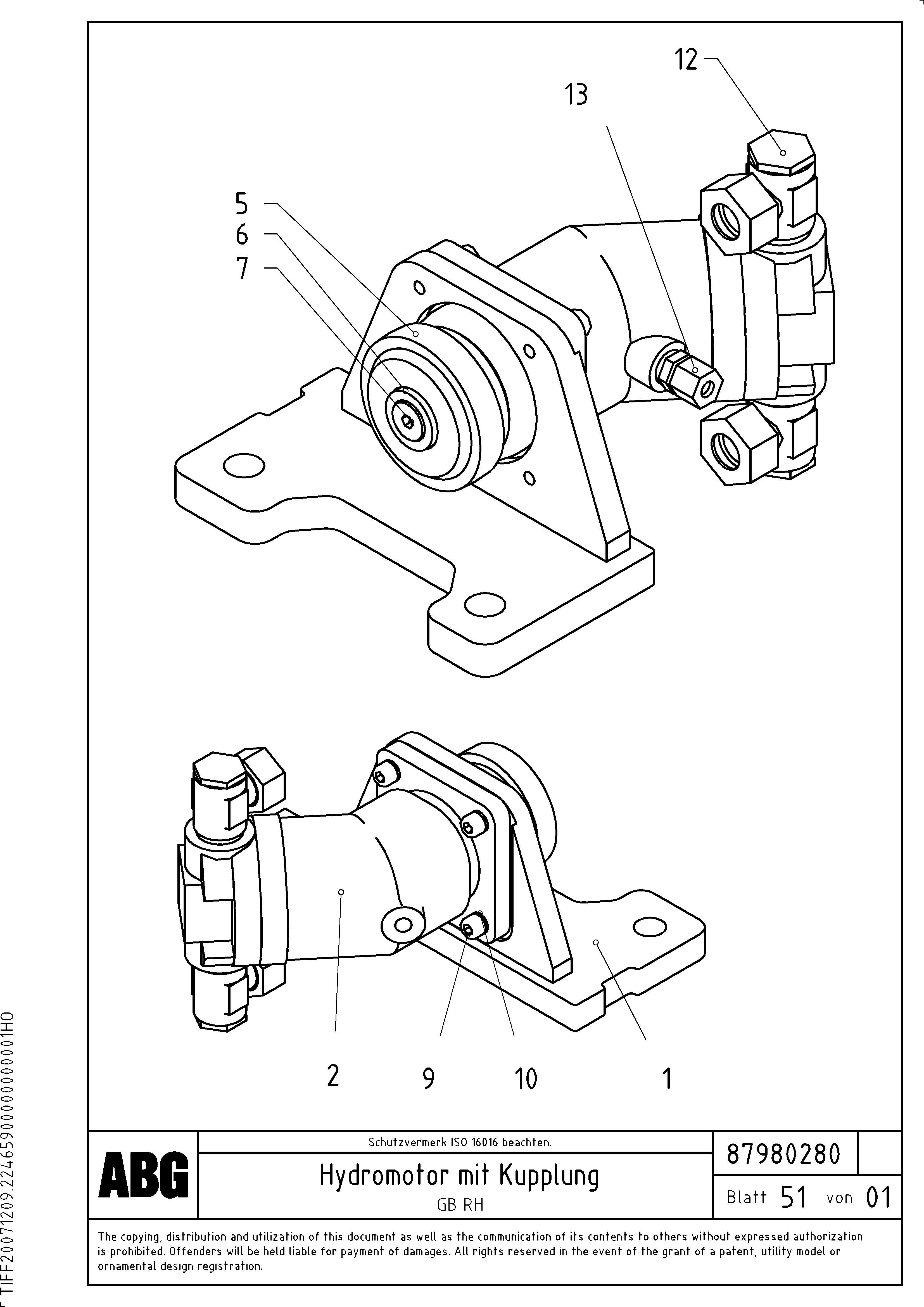 Схема запчастей Volvo VDT-V 88 GTC - 77125 Hydraulic motor with coupling for tamper on basic screed VDT-V 88 ETC ATT. SCREEDS 3,0 - 9,0M ABG7820, ABG7820B