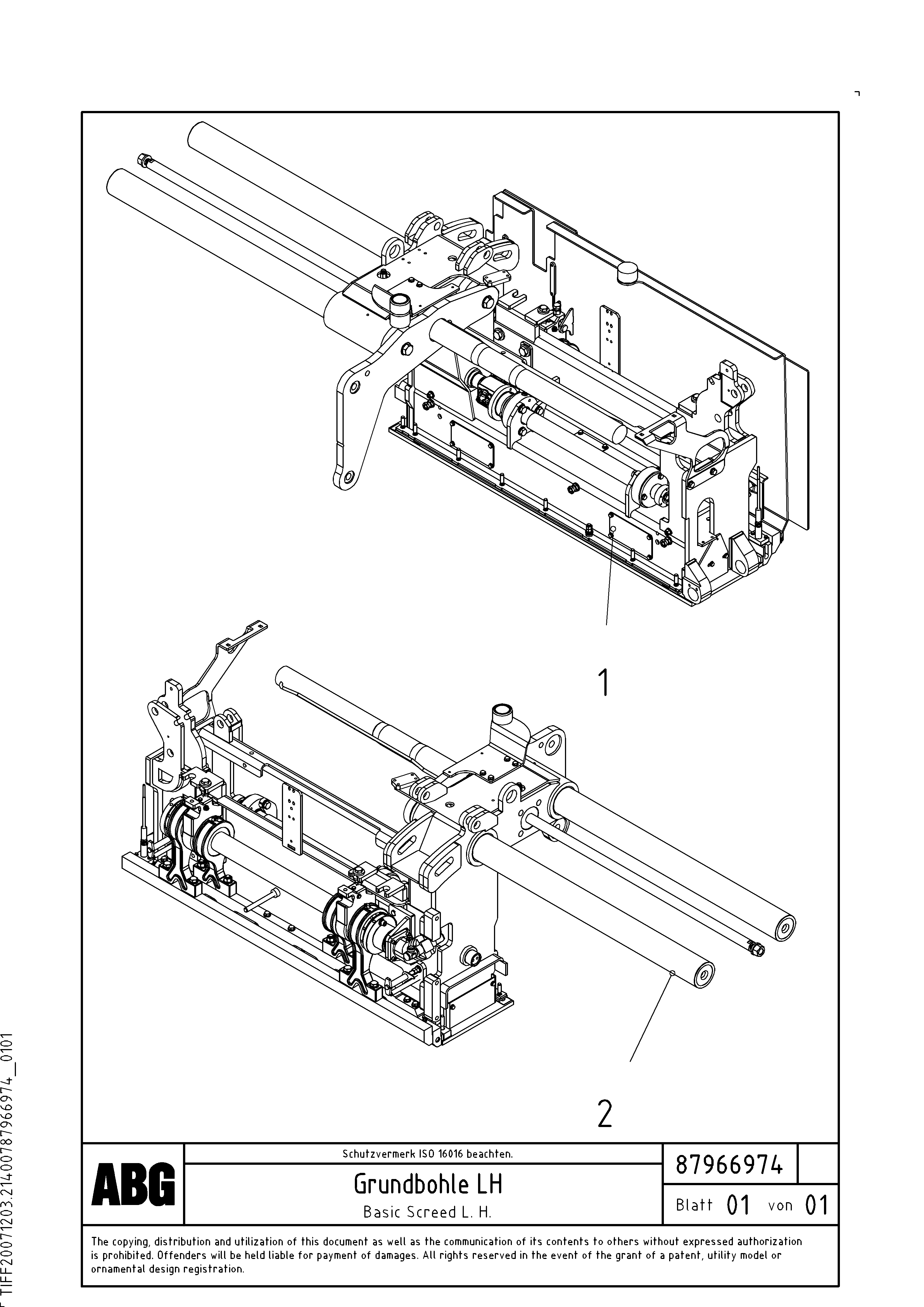 Схема запчастей Volvo VDT-V 88 GTC - 101251 Basic screed VDT-V 88 ETC SCREEDS 3,0 - 9,0M ABG9820