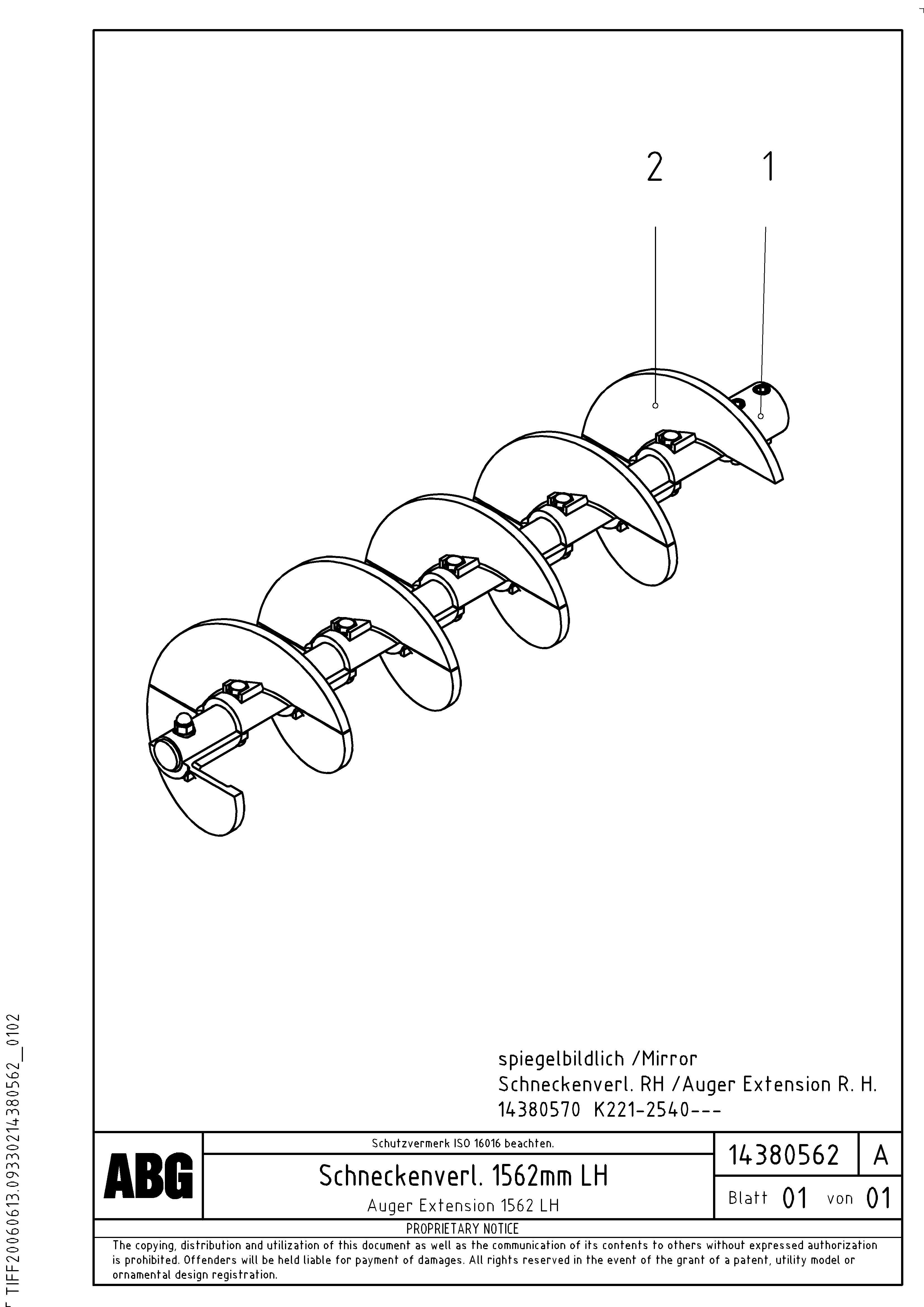 Схема запчастей Volvo VDT-V 88 GTC - 72576 Auger extension VDT-V 88 ETC ATT. SCREEDS 3,0 - 9,0M ABG7820, ABG7820B