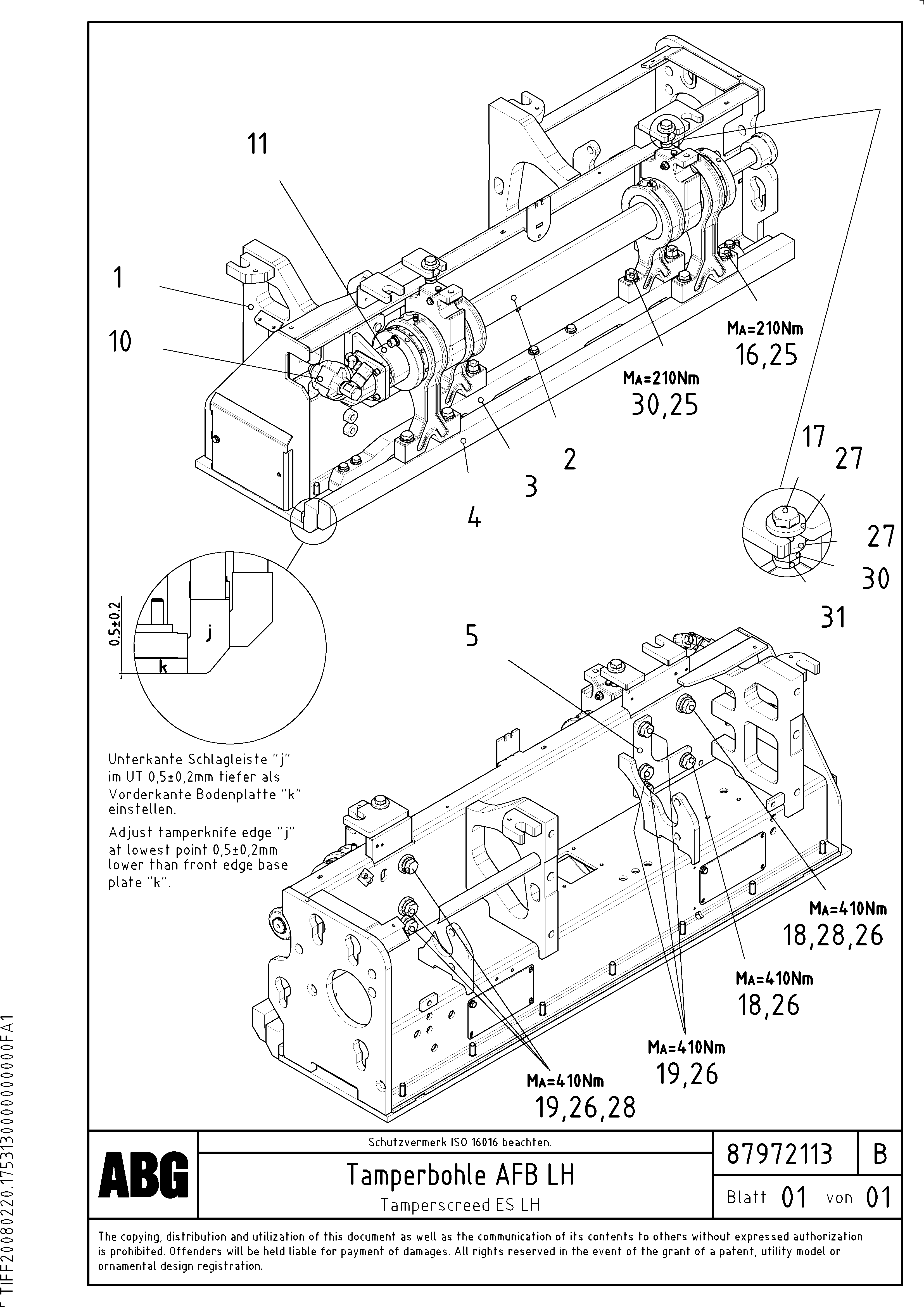 Схема запчастей Volvo VDT-V 88 GTC - 73288 Tamper for extendable screed VDT-V 88 GTC ATT. SCREEDS 3,0 - 9,0M ABG7820/ABG780B