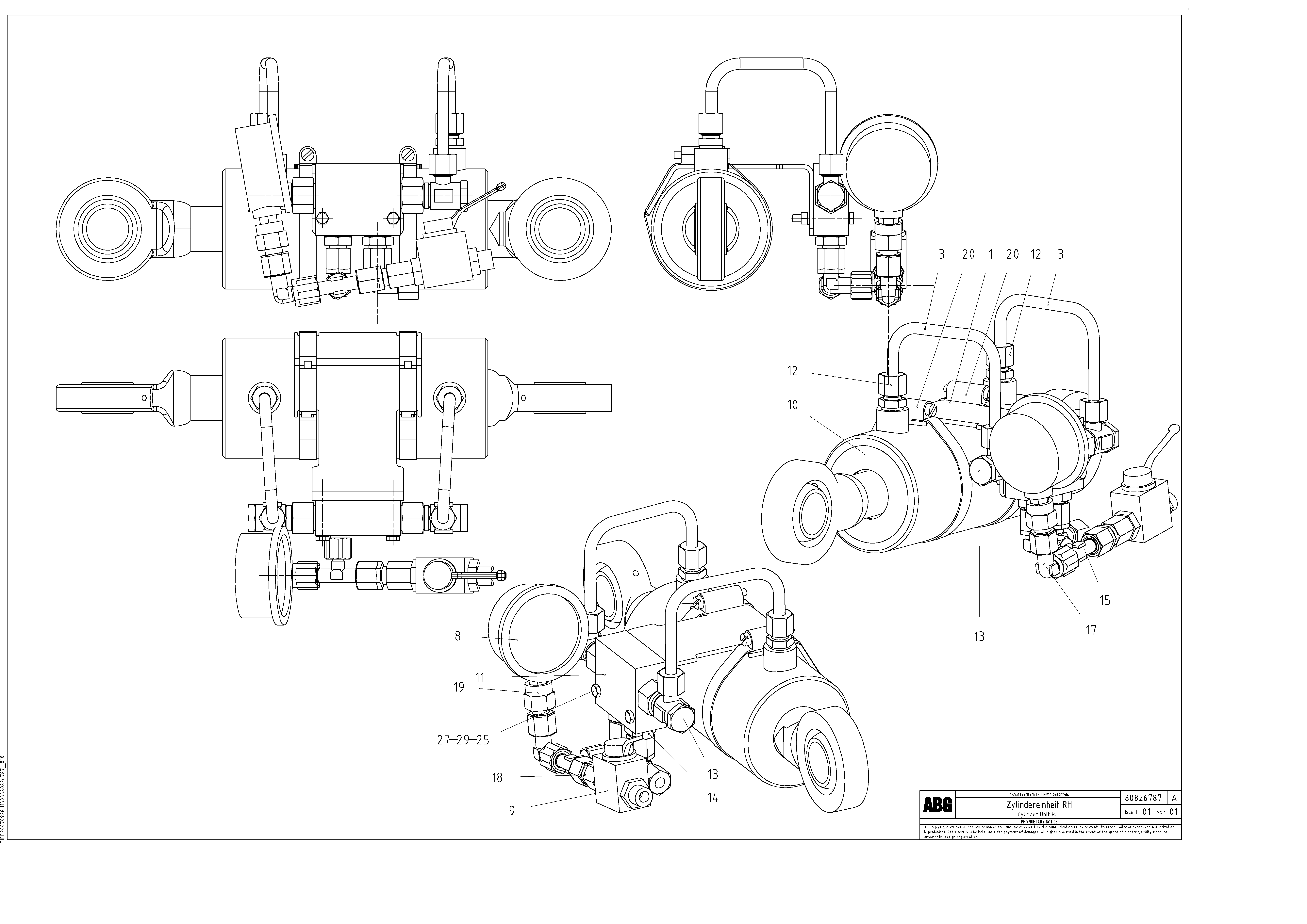 Схема запчастей Volvo Omni 1000 - 74194 Гидроцилиндр OMNI 1000 ATT. SCREEDS 3,0 - 9,0M PF6110, PF6160/6170