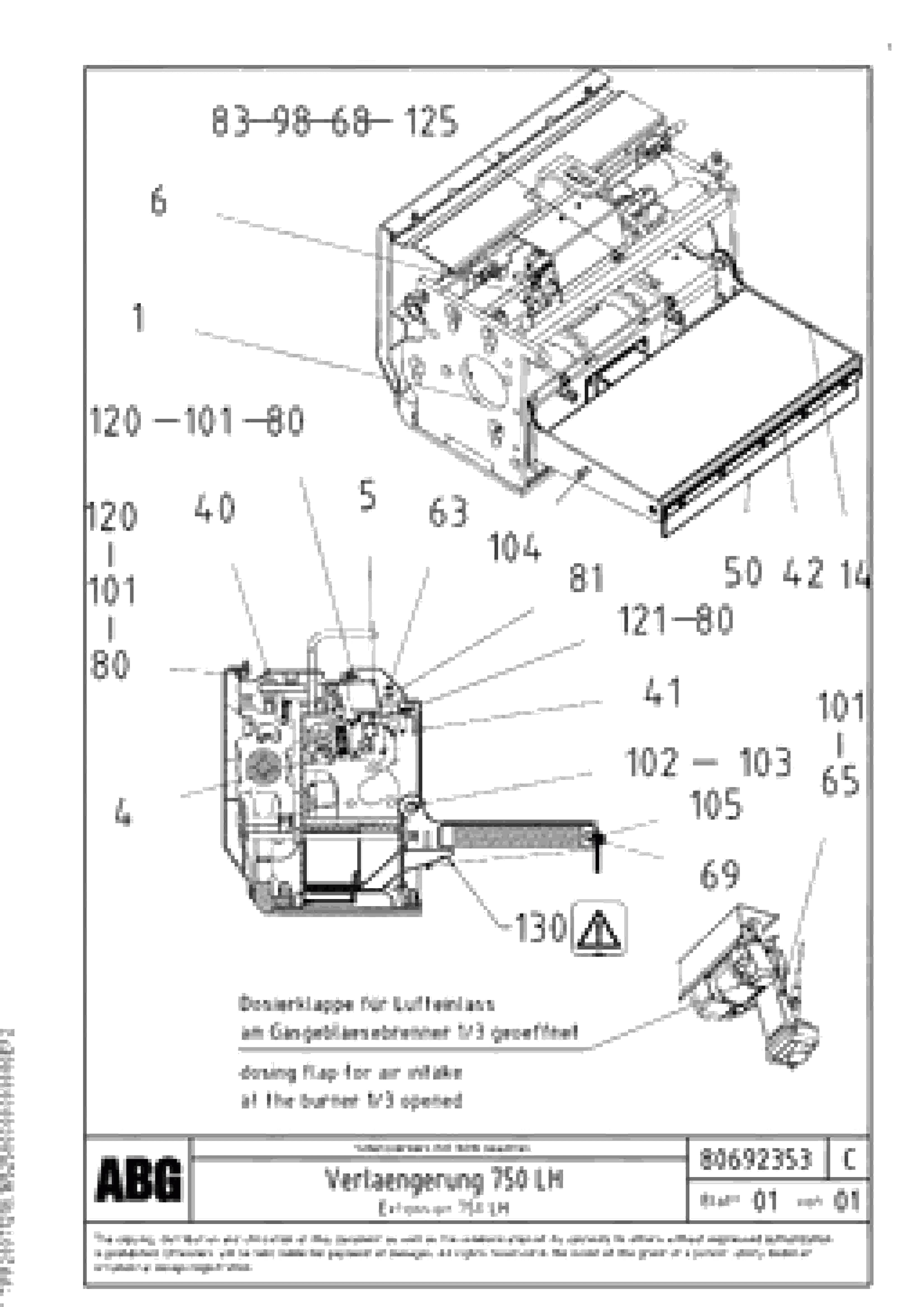 Схема запчастей Volvo VB-T 78 GTC - 64892 Extension VB-T 78 GTC ATT. SCREEDS 2,5 - 8,0M ABG6820