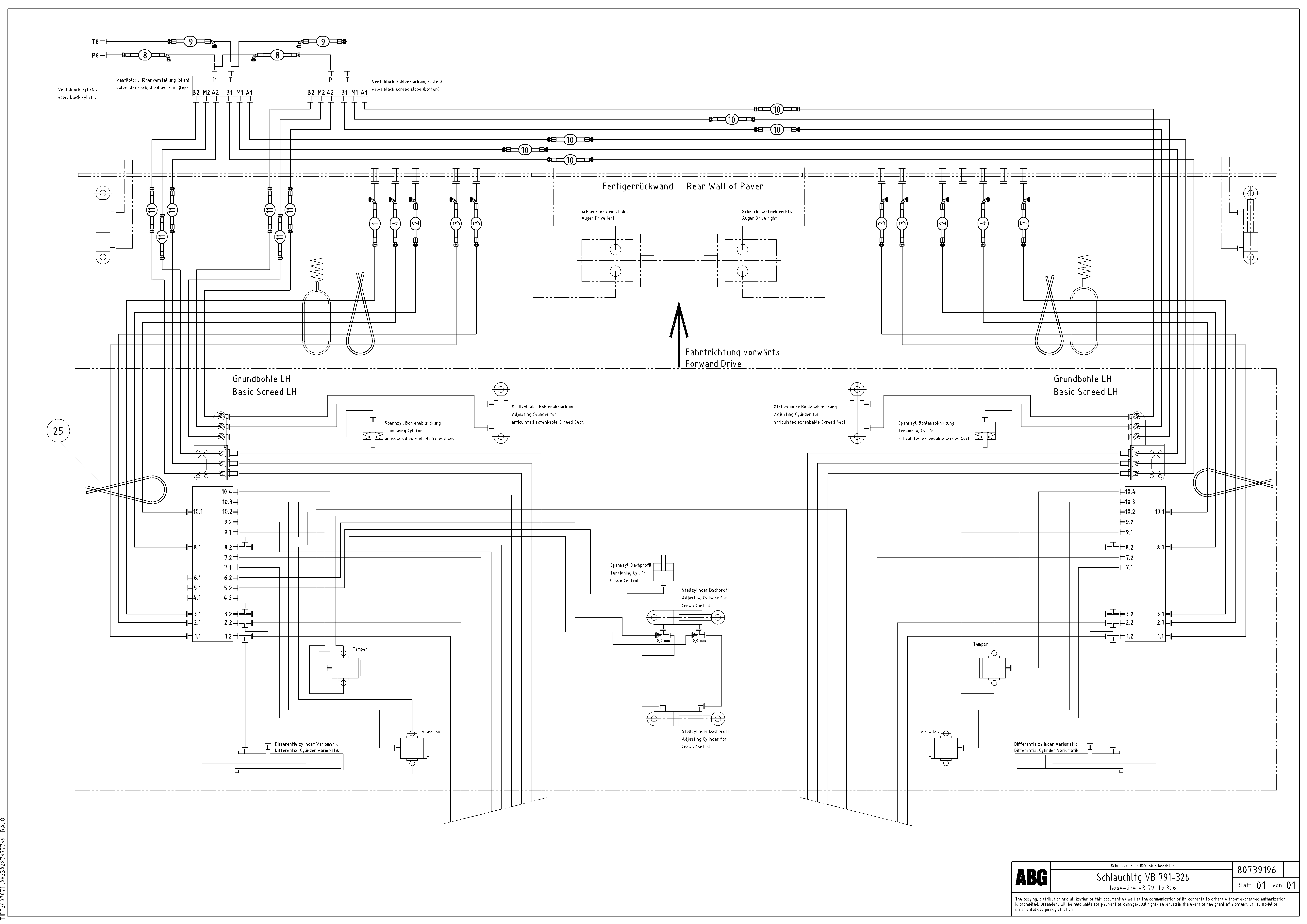 Схема запчастей Volvo VB 79 ETC - 69406 Hose lines from paver to connection block VB 79 ETC ATT. SCREEDS 2,5 - 9,0M ABG7820, ABG7820B