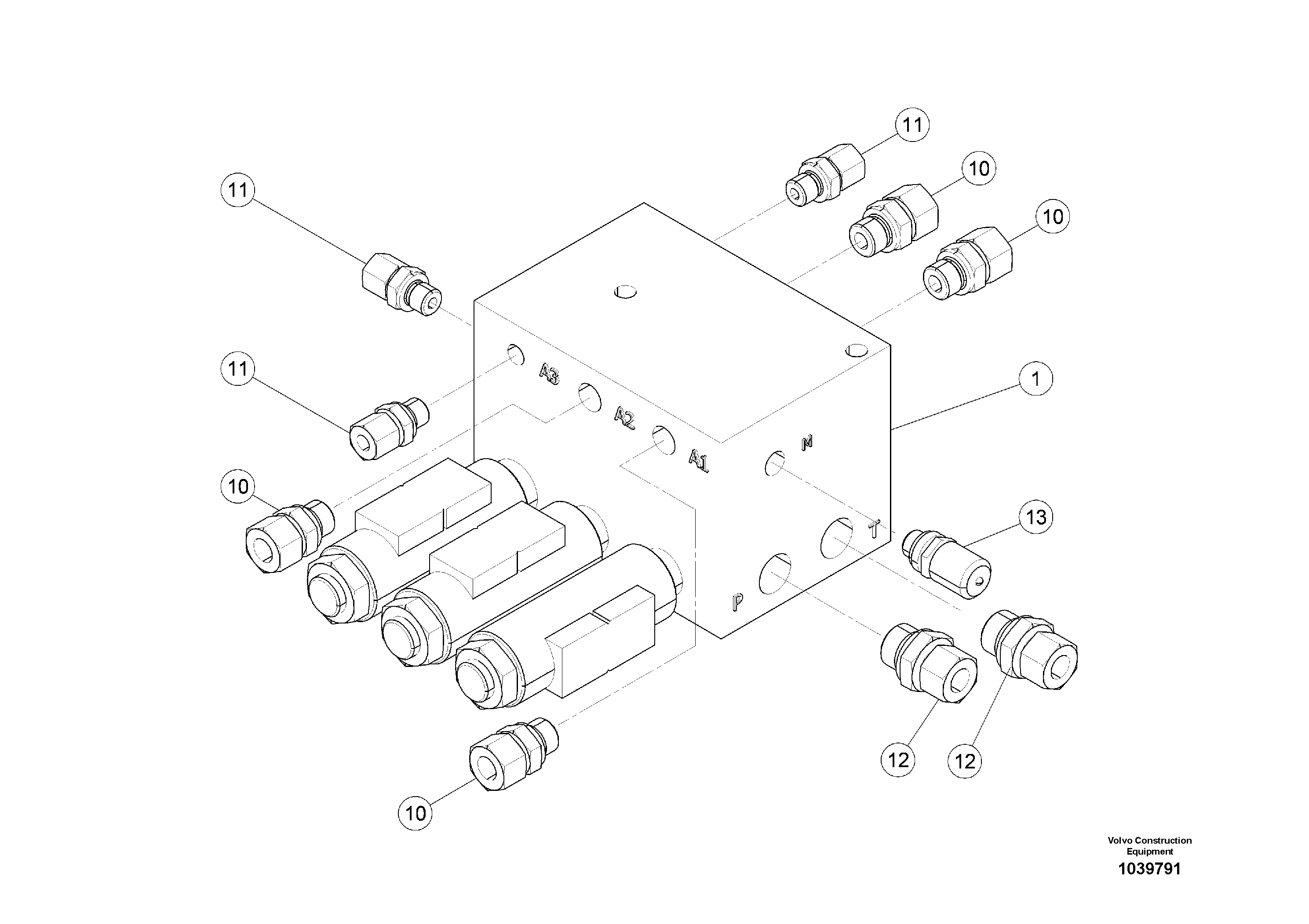Схема запчастей Volvo VB 79 ETC - 69412 Valve block compl. with fittings for hydraulic crown adjustment VB 79 ETC ATT. SCREEDS 2,5 - 9,0M ABG7820, ABG7820B