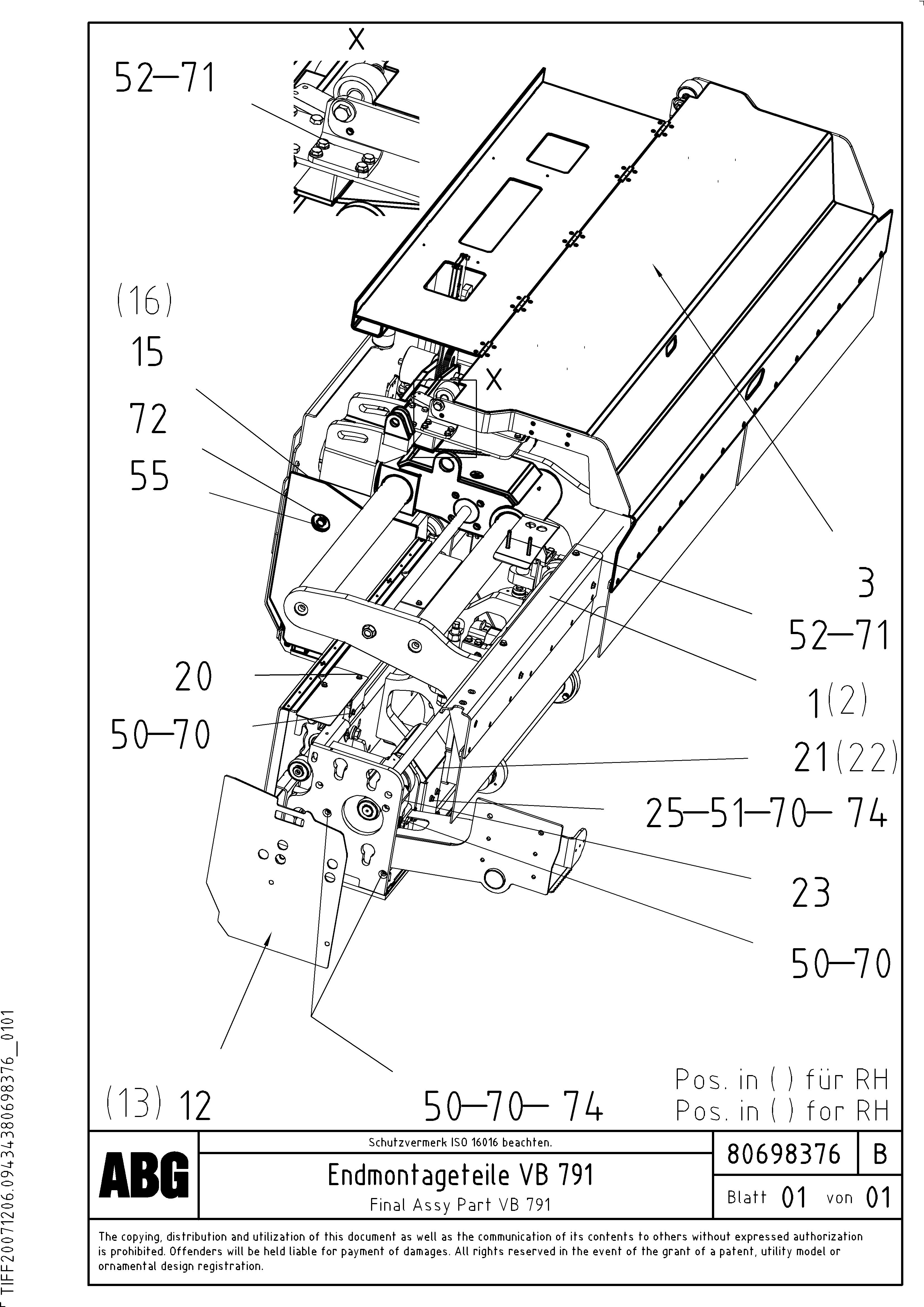 Схема запчастей Volvo VB 79 ETC - 1795 Assembly parts for basic screed VB 79 ETC ATT. SCREEDS 2,5 - 9,0M ABG7820, ABG7820B