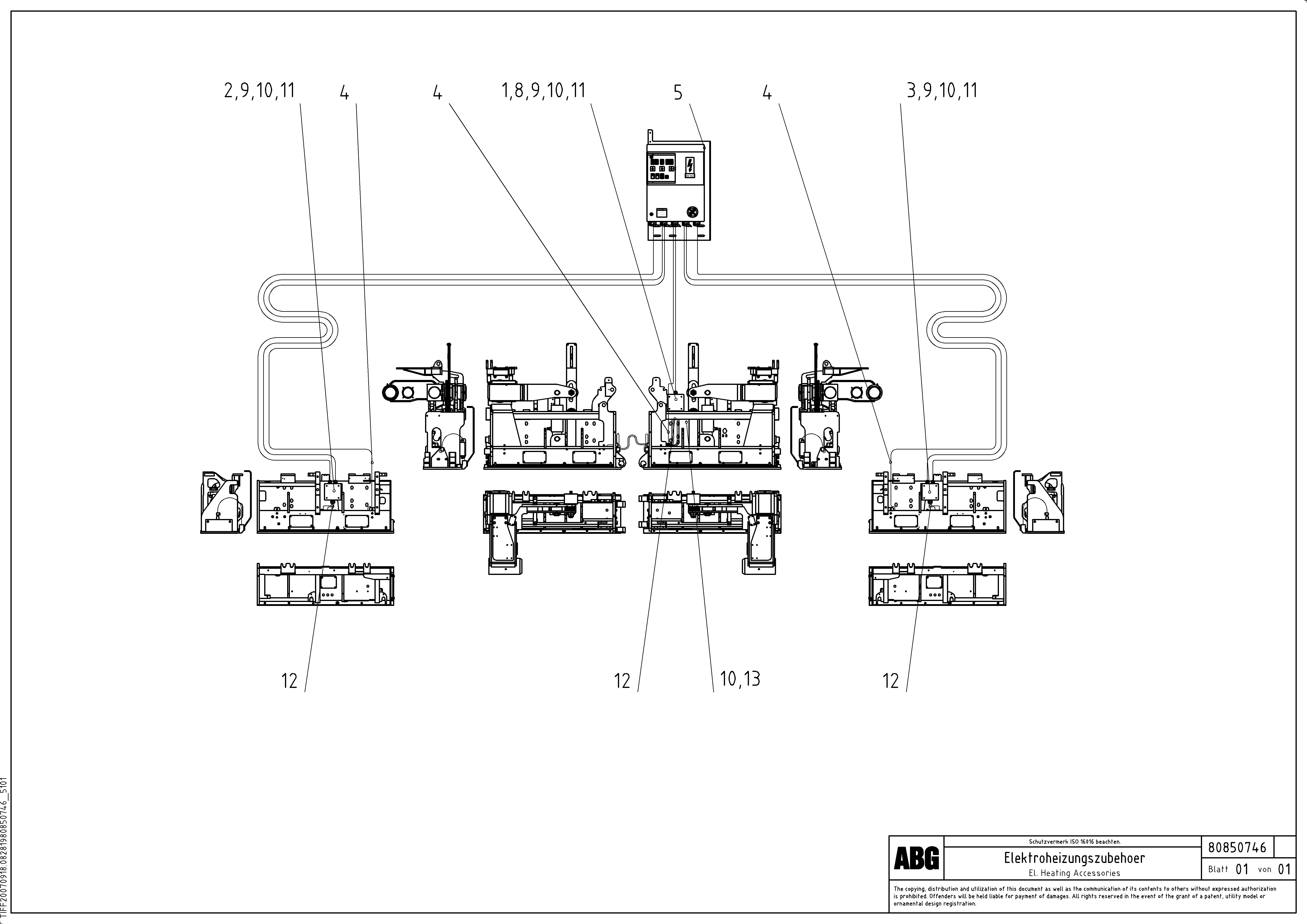 Схема запчастей Volvo VB 79 ETC - 69701 Electrical heating accessories for basic and extandable screed VB 79 ETC ATT. SCREEDS 2,5 - 9,0M ABG7820, ABG7820B