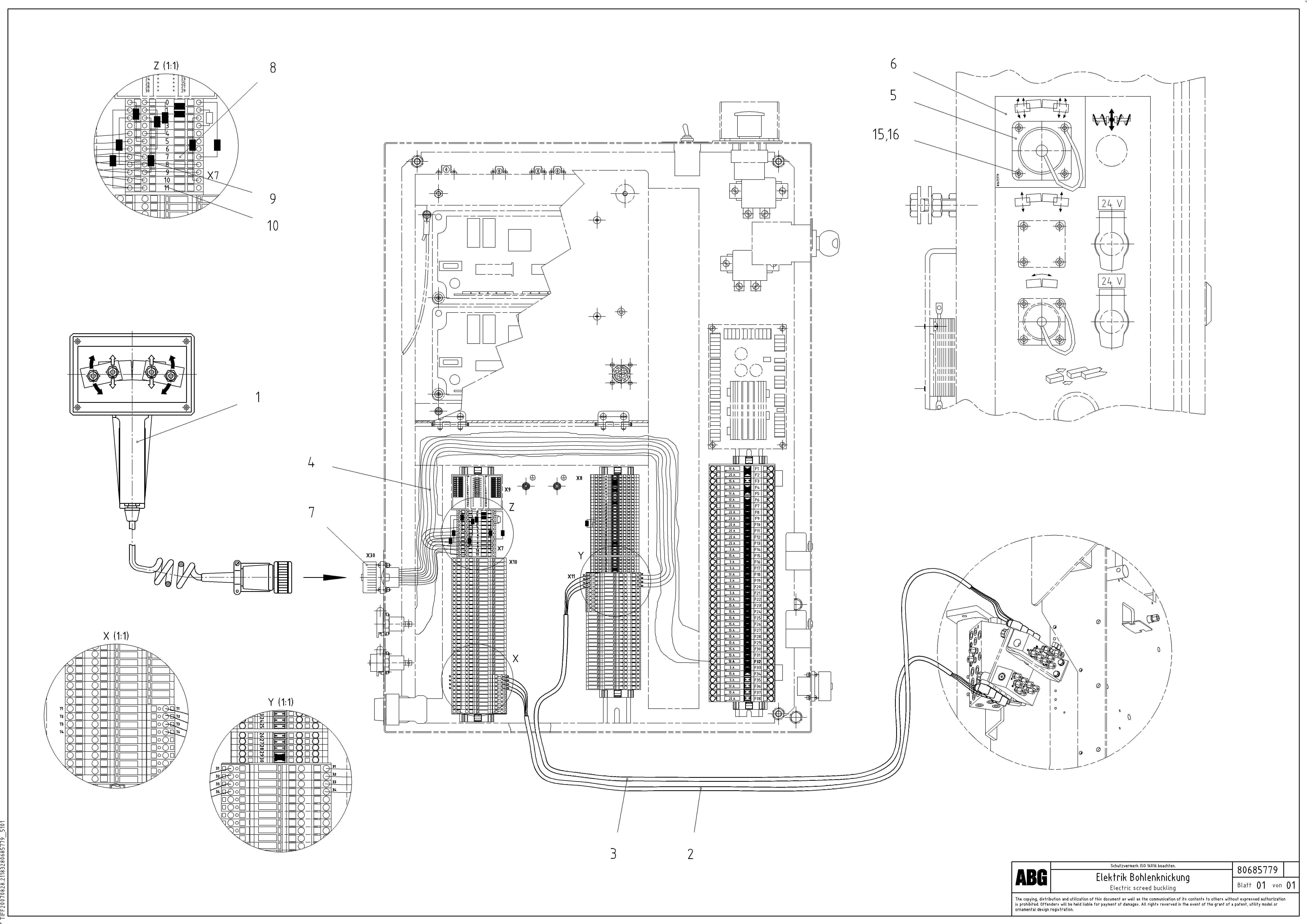Схема запчастей Volvo VB 89 ETC - 71812 Electric screed buckling VB 89 ETC ATT. SCREEDS 3,0 - 9,0M ABG8820, ABG8820B