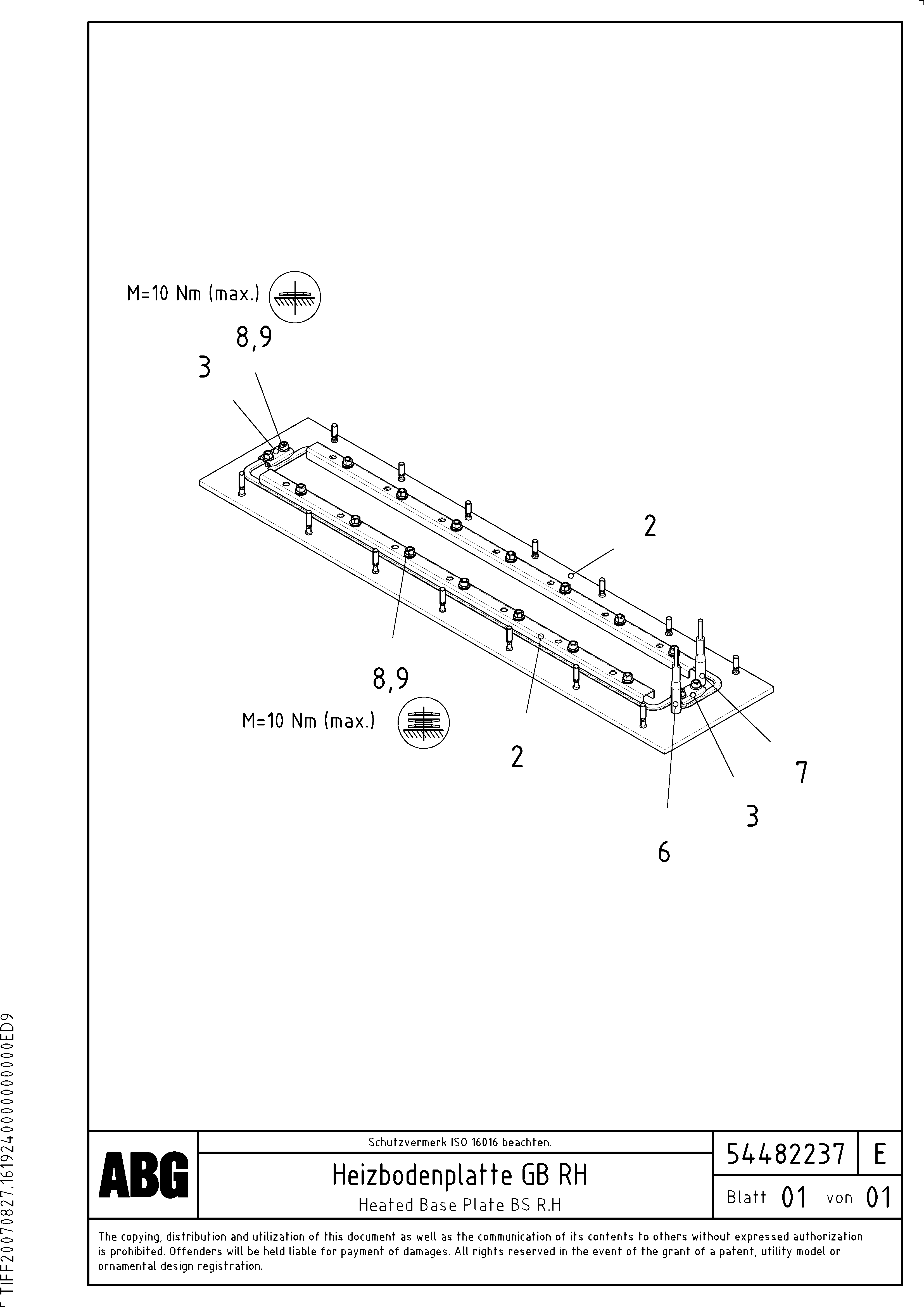 Схема запчастей Volvo VB 89 ETC - 92681 Heated screed plate for basic screed VB 89 ETC ATT. SCREEDS 3,0 - 9,0M ABG9820