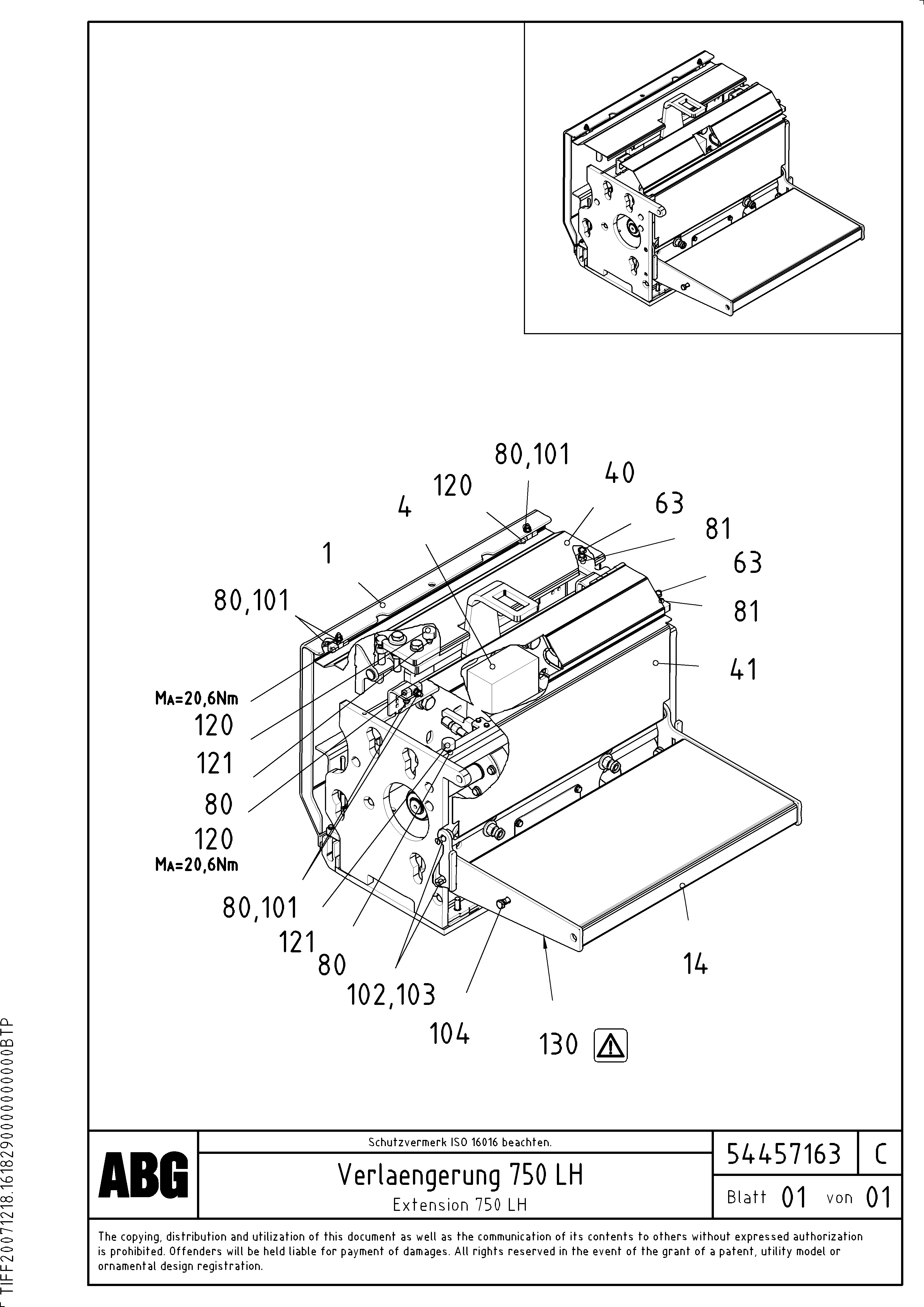 Схема запчастей Volvo VB 89 ETC - 69033 Extension set VB 89 ETC ATT. SCREEDS 3,0 - 9,0M ABG8820, ABG8820B