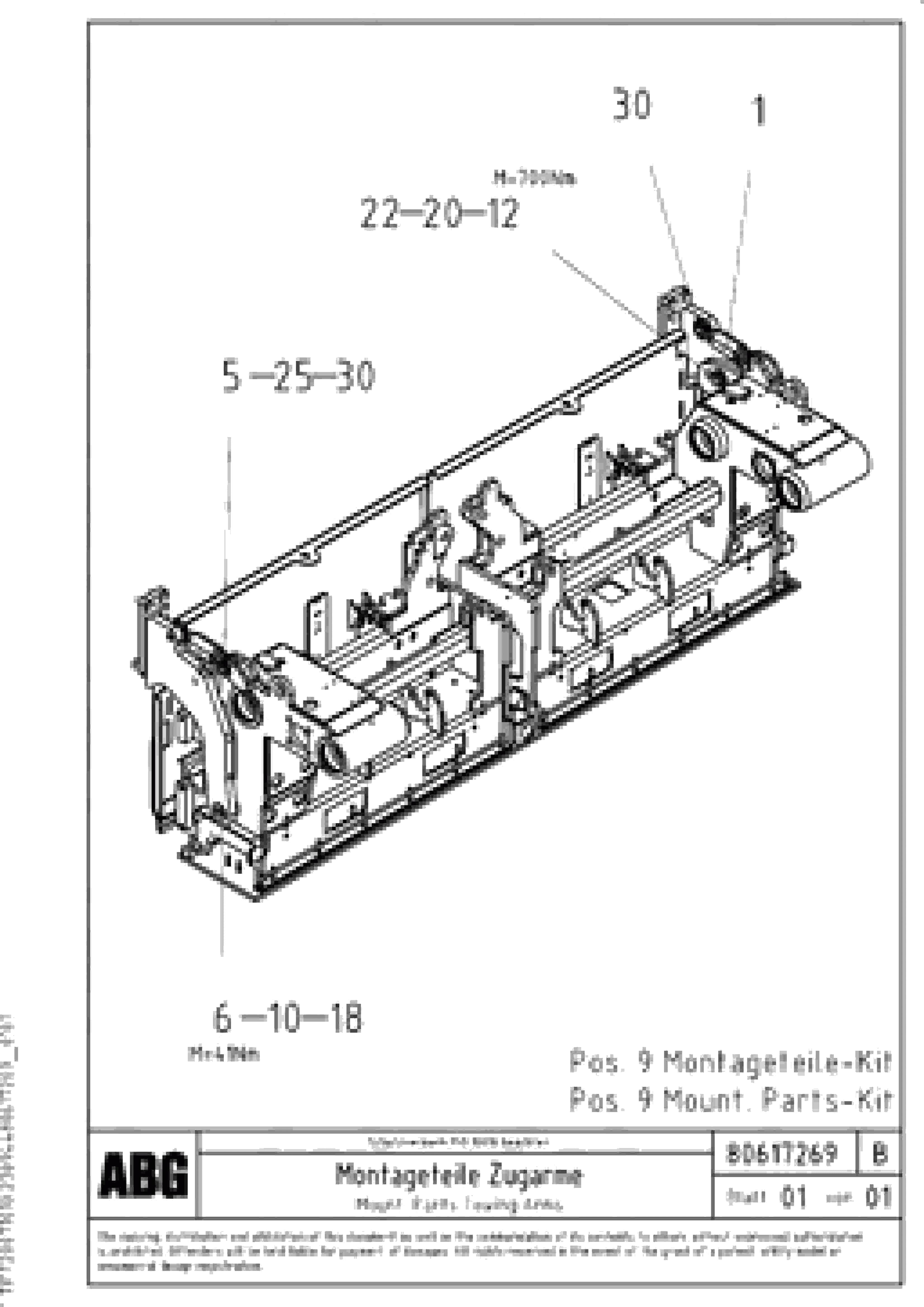 Схема запчастей Volvo VB 89 ETC - 64547 Mounting parts for towing arms VB 89 ETC ATT. SCREEDS 3,0 - 9,0M ABG9820