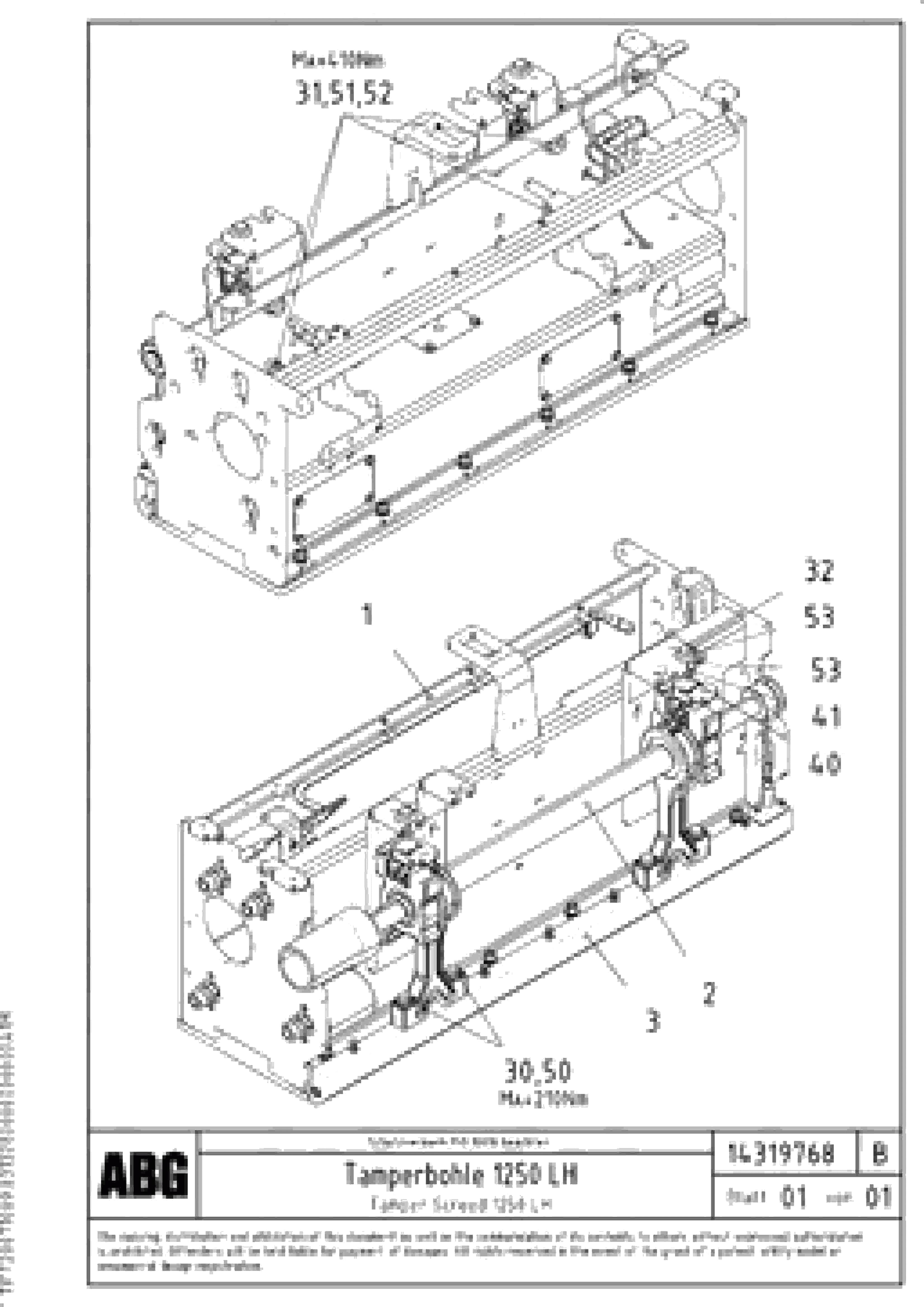 Схема запчастей Volvo VB 89 ETC - 69611 Tamper screed for extension VB 89 ETC ATT. SCREEDS 3,0 - 9,0M ABG9820