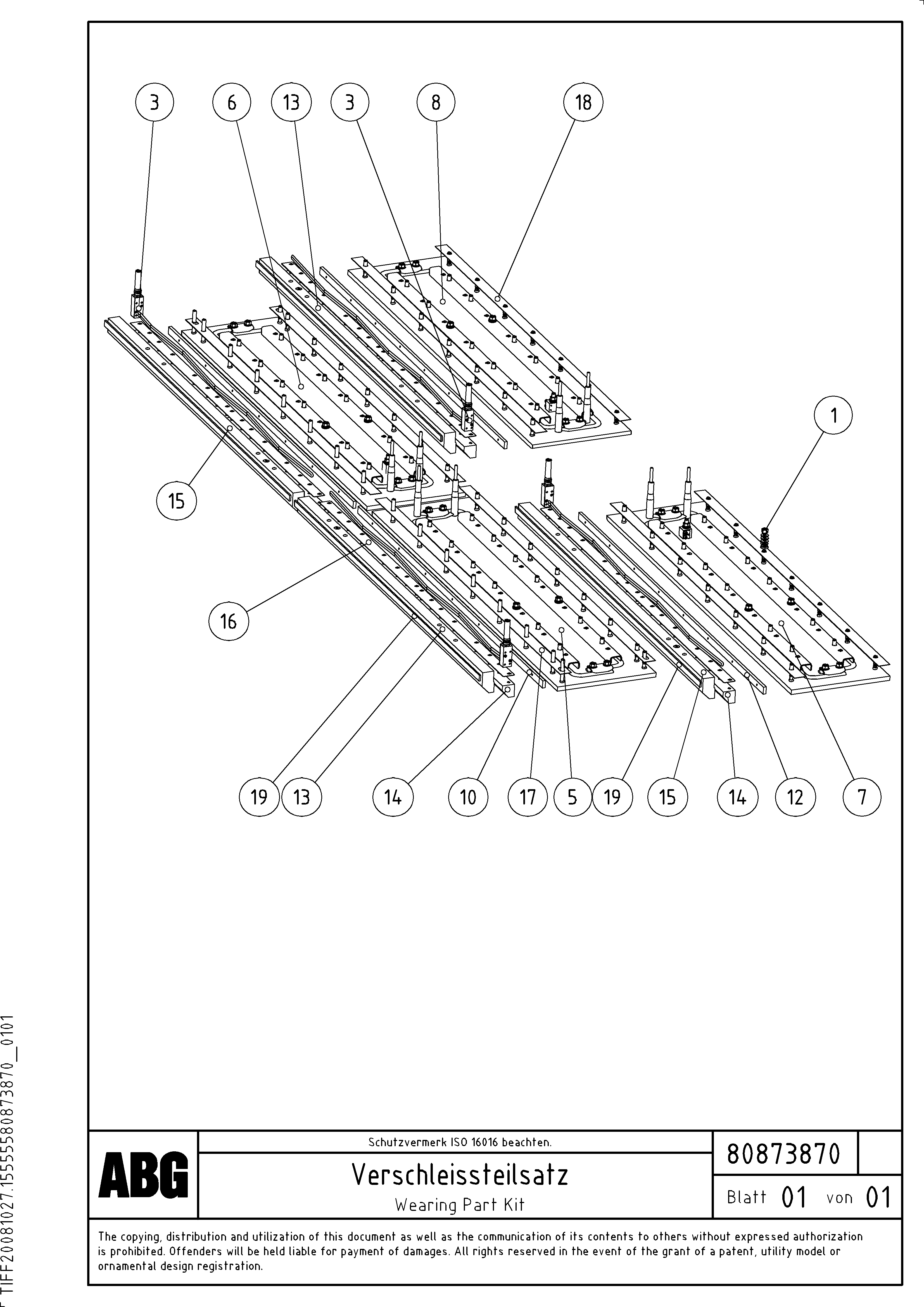 Схема запчастей Volvo VDT-V 89 ETC - 62811 Wearing Part VDT-V 89 ETC ATT. SCREEDS 3,0 - 9,0M ABG7820, ABG7820B